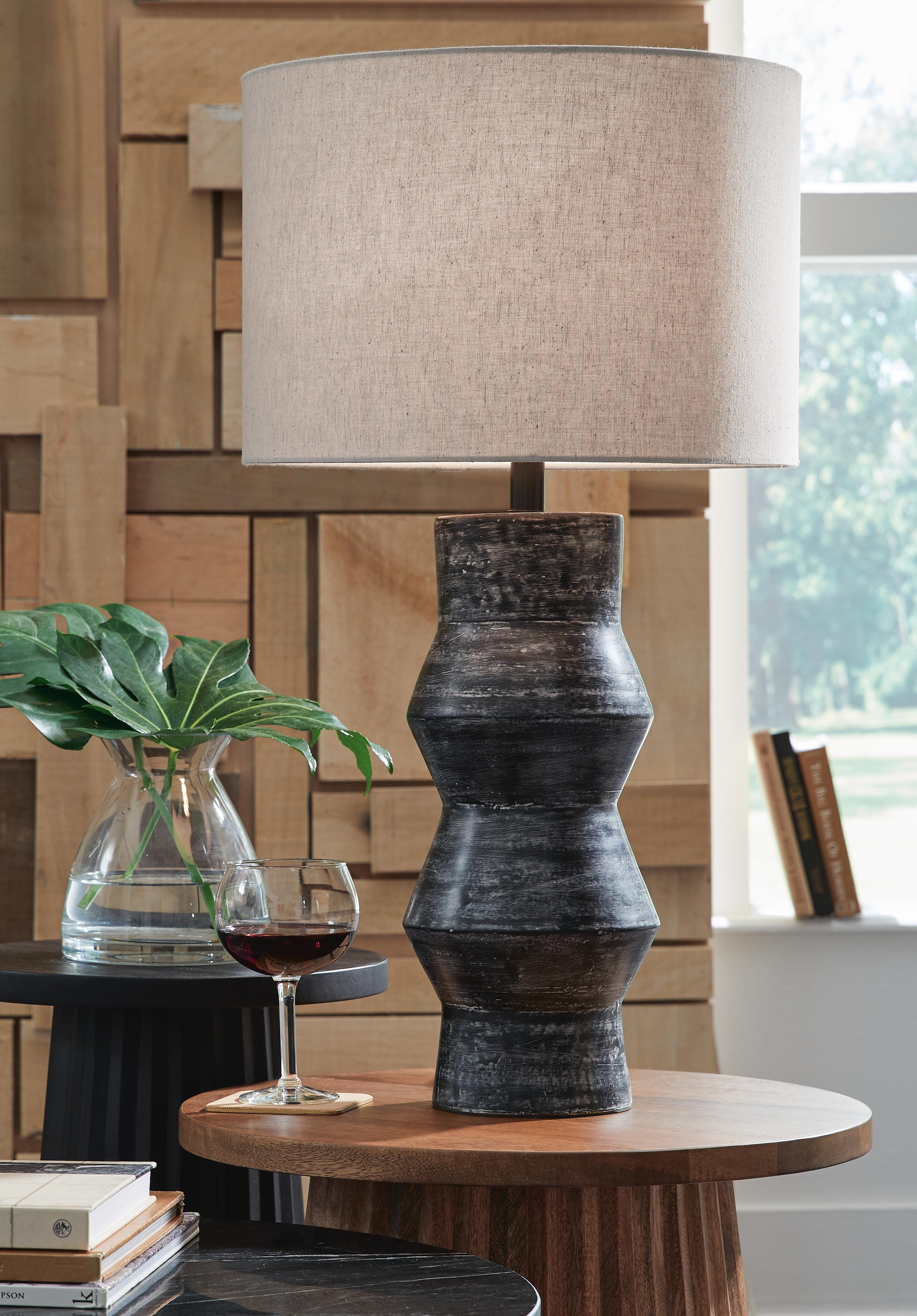 Dar Furniture - Ashley Furniture - Kerbert 2-Piece Lamp Set - 2-Piece Lamp Set / Distressed Black - L100824X2