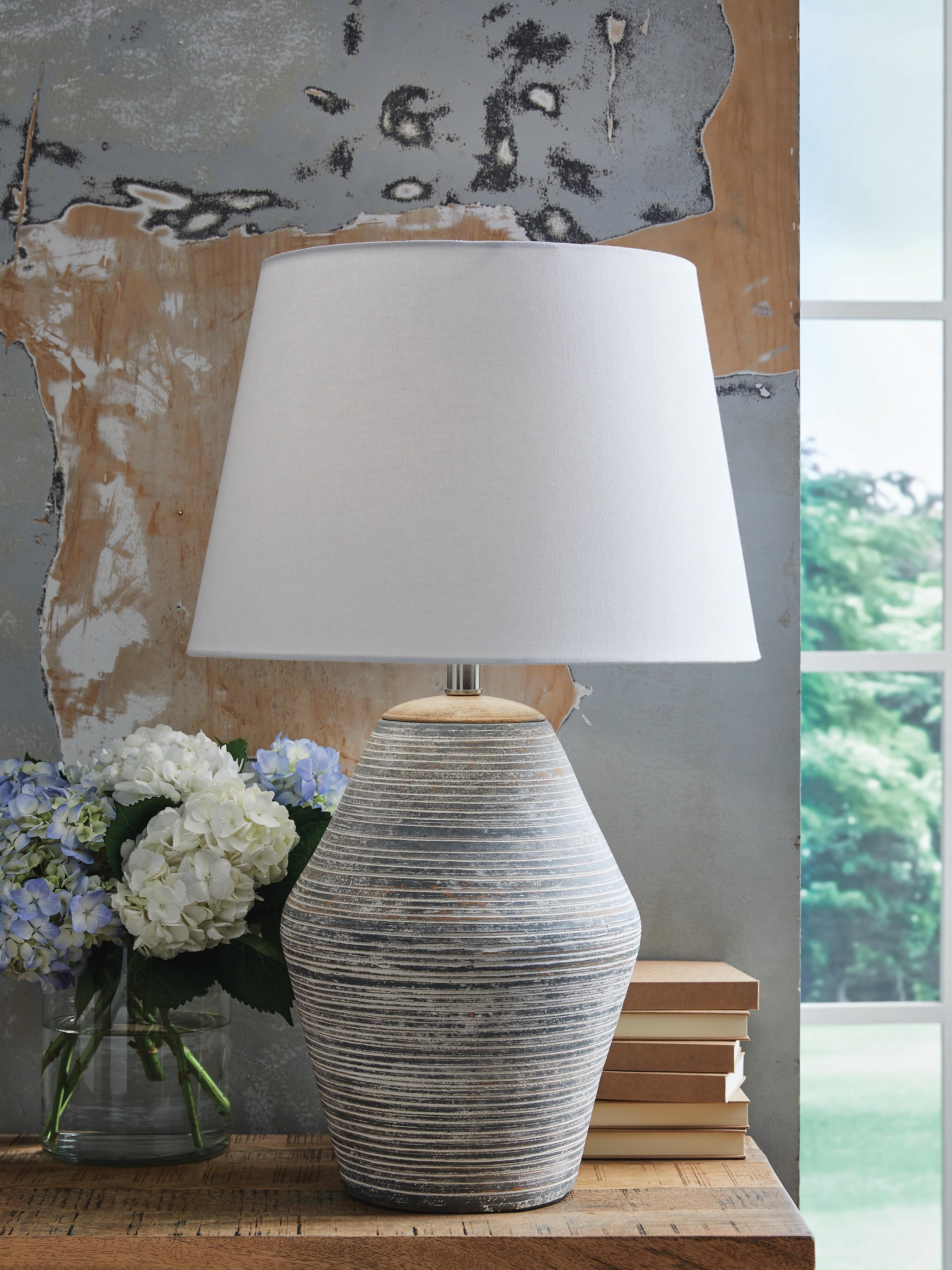 Dar Furniture - Ashley Furniture - Lawrock Table Lamp - Terracotta Table Lamp (1/CN) / Antique Blue - L100834