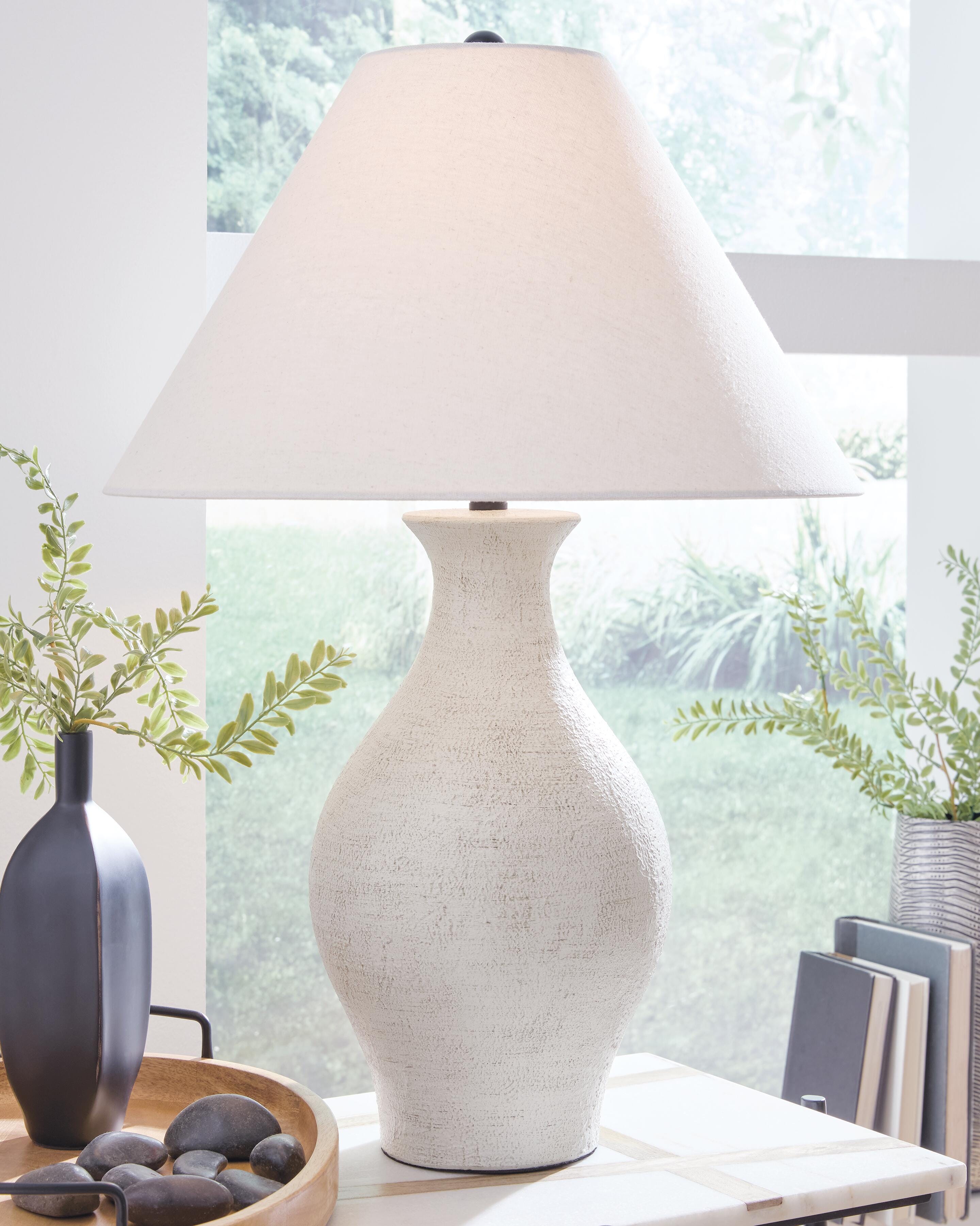 Dar Furniture - Ashley Furniture - Ashbend Table Lamp - Ceramic Table Lamp (1/CN) / Antique White - L100884