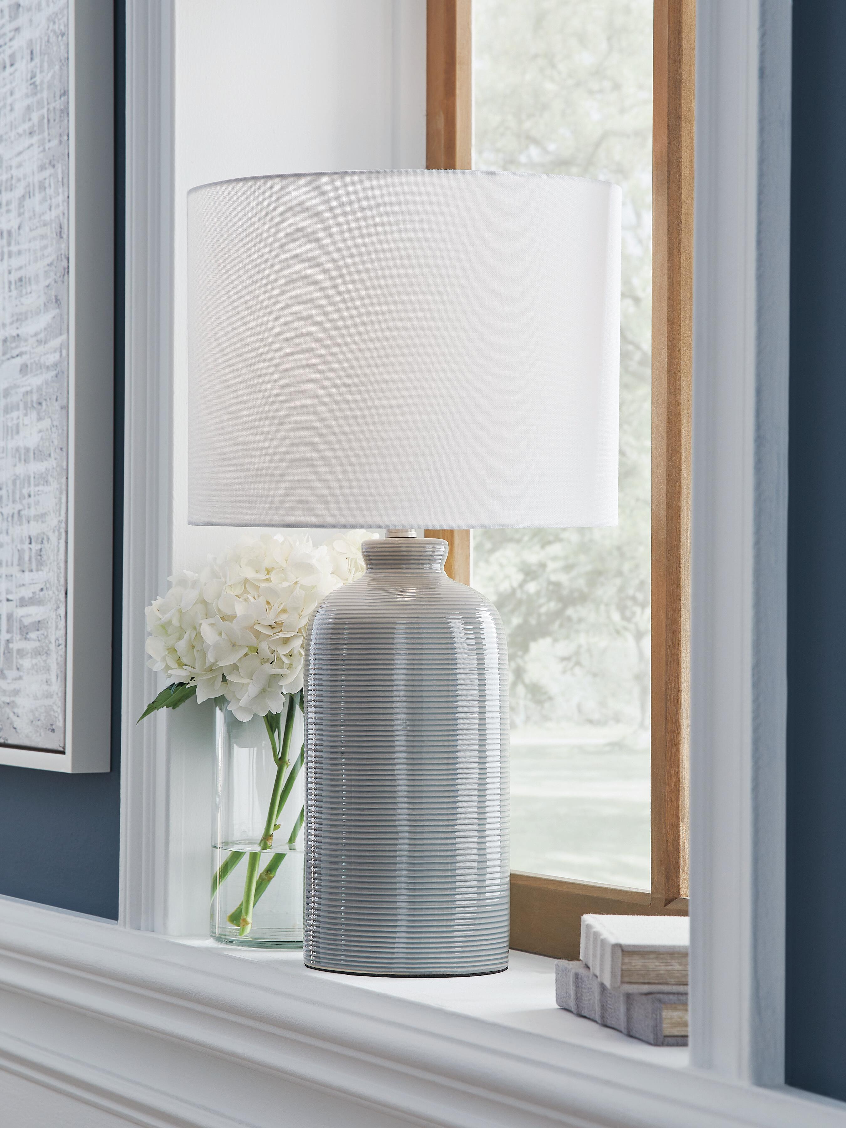 Dar Furniture - Ashley Furniture - Wimlow Table Lamp - Ceramic Table Lamp (1/CN) / Gray Blue - L100924