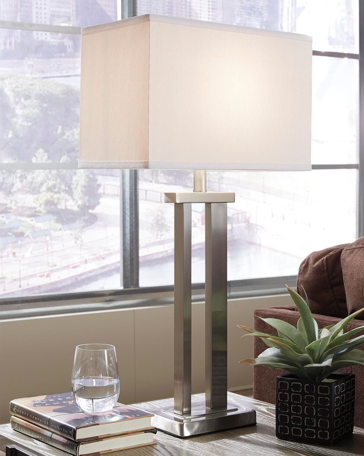 Dar Furniture - Ashley Furniture - Aniela Table Lamp (Set of 2) - Metal Table Lamp (Set of 2) / Silver Finish - L204054