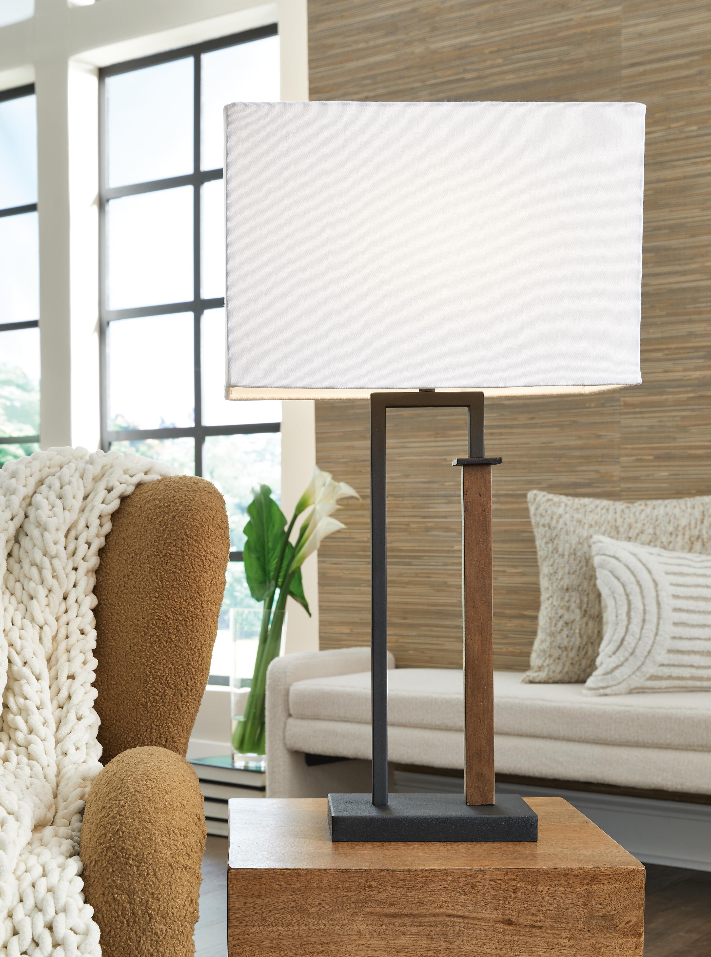 Dar Furniture - Ashley Furniture - Voslen Table Lamp (Set of 2) - Metal Table Lamp (Set of 2) / Black/Brown - L204554