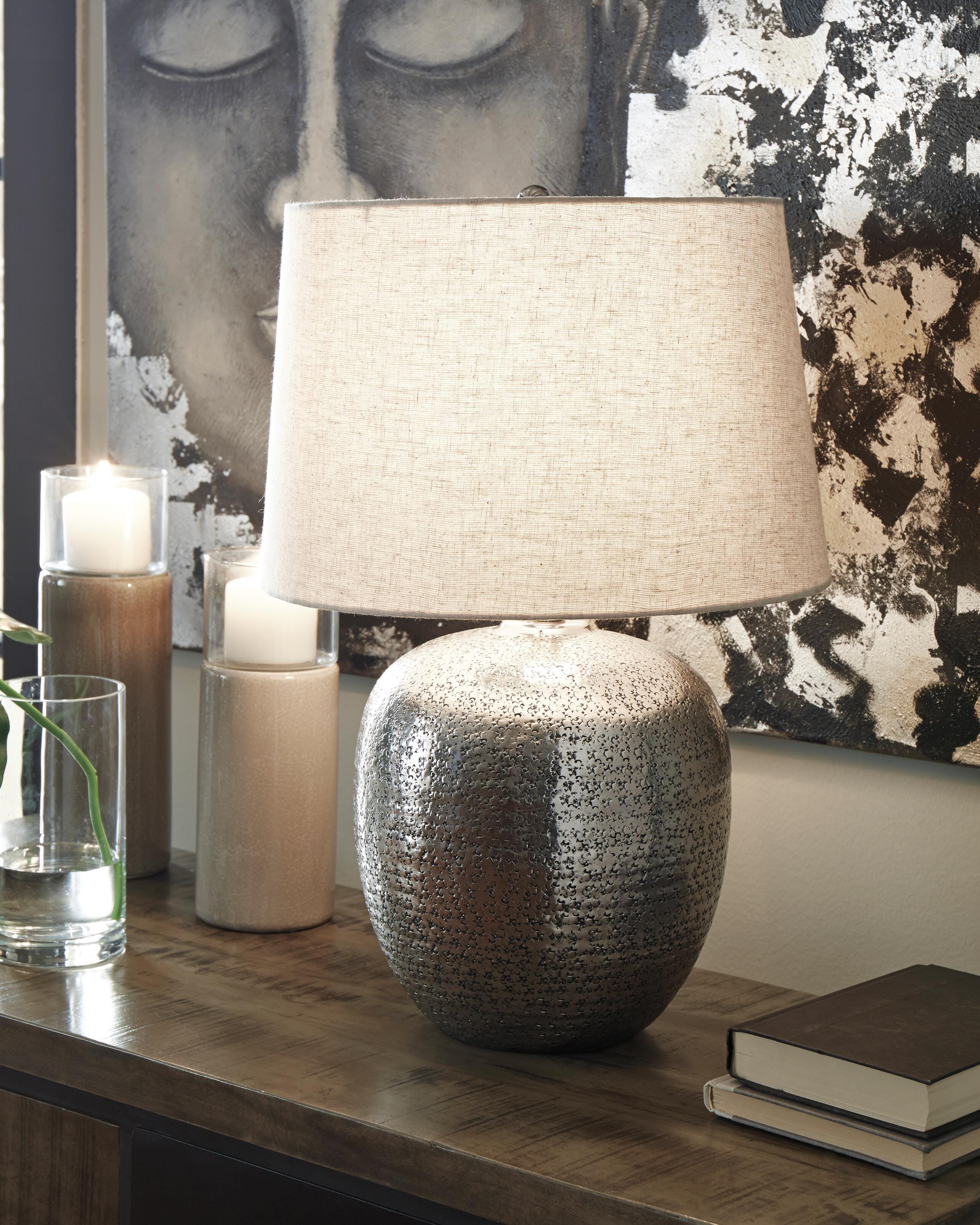Dar Furniture - Ashley Furniture - Magalie Table Lamp (Set of 2) - Table Lamp (Set of 2) / Antique Silver Finish - L207314X2