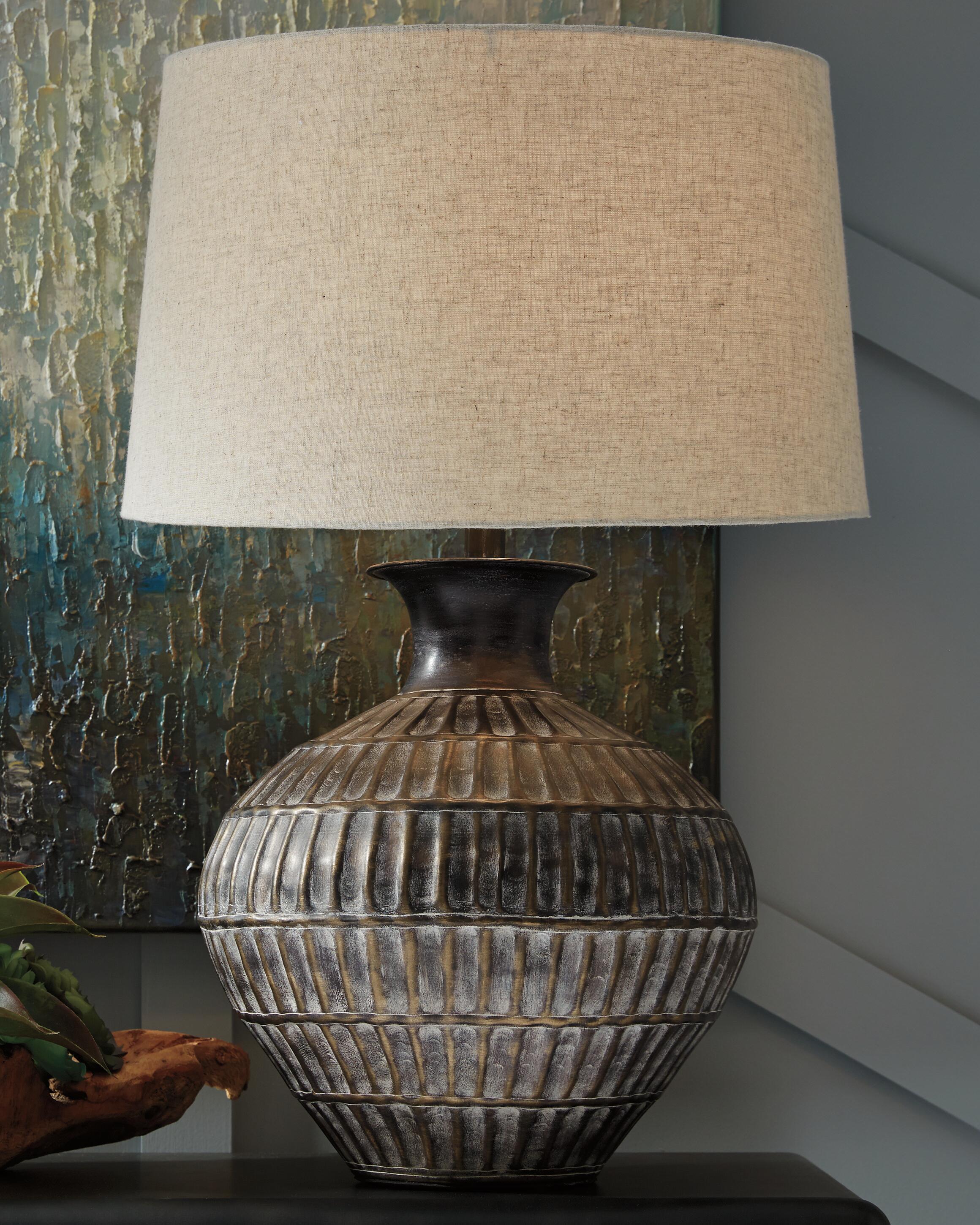 Dar Furniture - Ashley Furniture - Magan Table Lamp (Set of 2) - Table Lamp (Set of 2) / Antique Bronze Finish - L207354X2