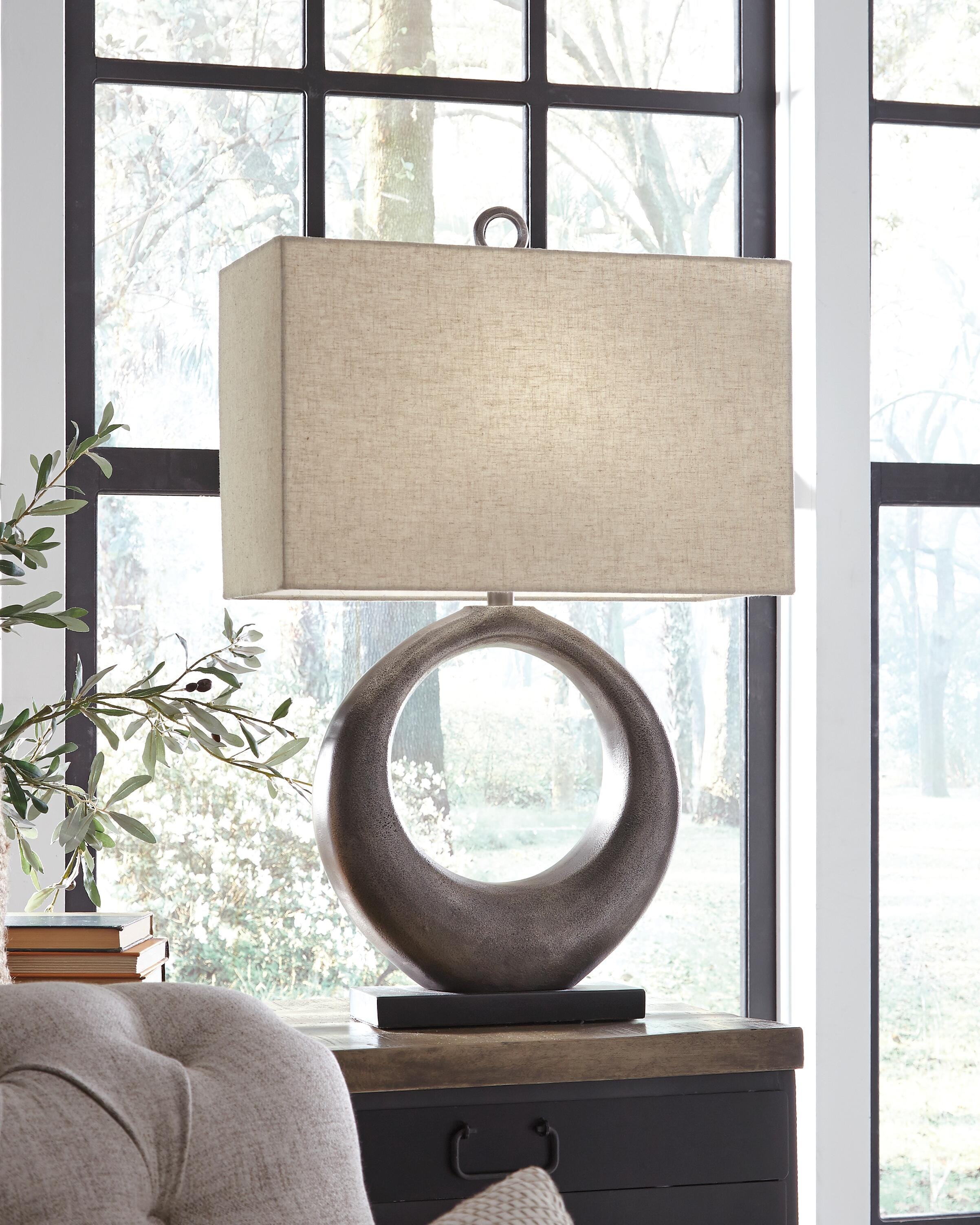 Dar Furniture - Ashley Furniture - Saria Table Lamp - Metal Table Lamp (1/CN) / Antique Silver Finish - L207394