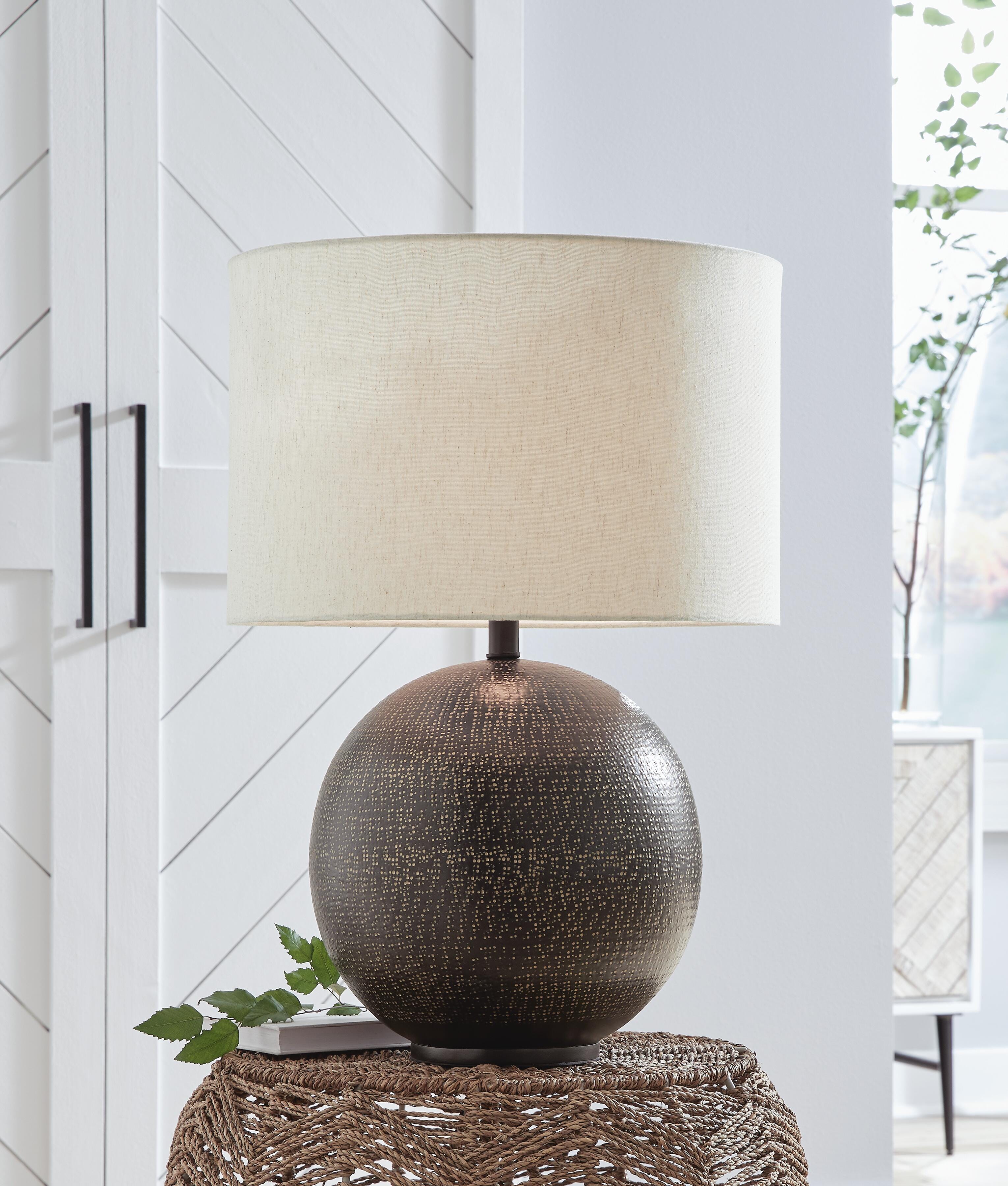 Dar Furniture - Ashley Furniture - Hambell Table Lamp (Set of 2) - Table Lamp (Set of 2) / Black/Gold Finish - L207434X2