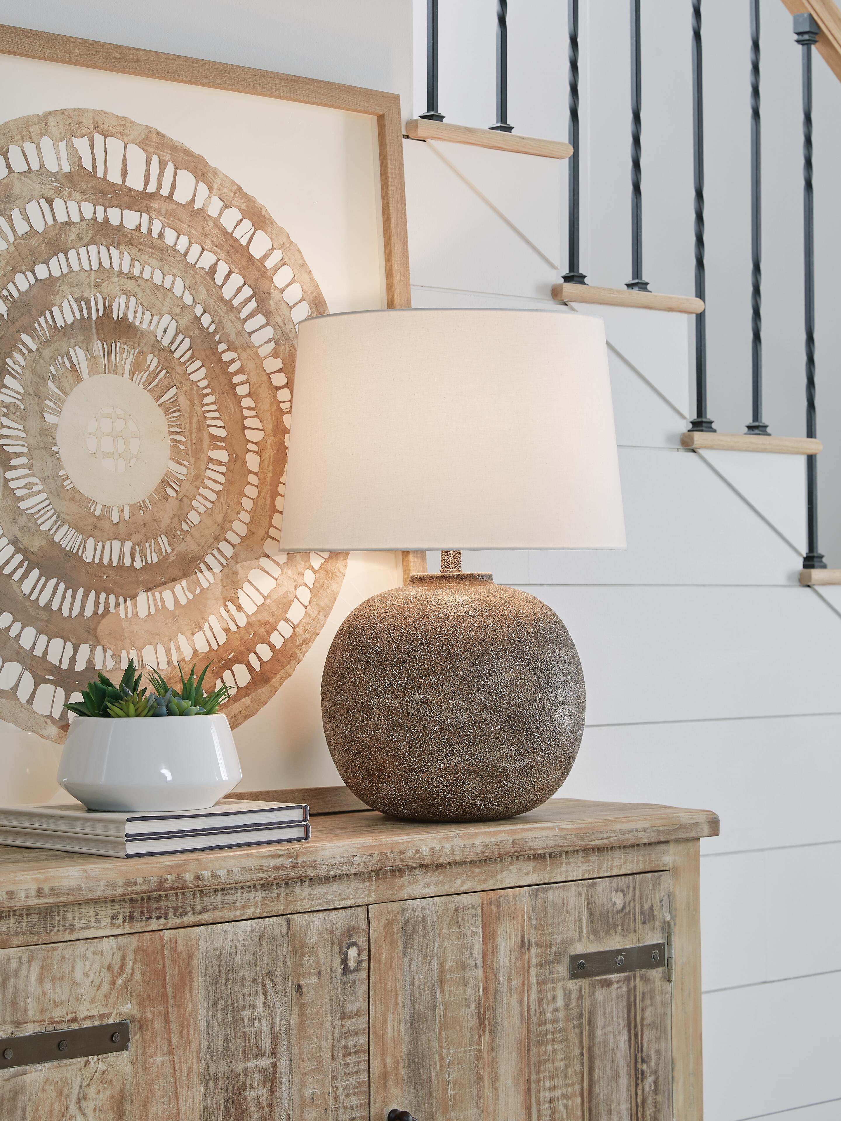 Dar Furniture - Ashley Furniture - Neavesboro 2-Piece Lamp Set - 2-Piece Lamp Set / Antique Brown/White - L207484X2