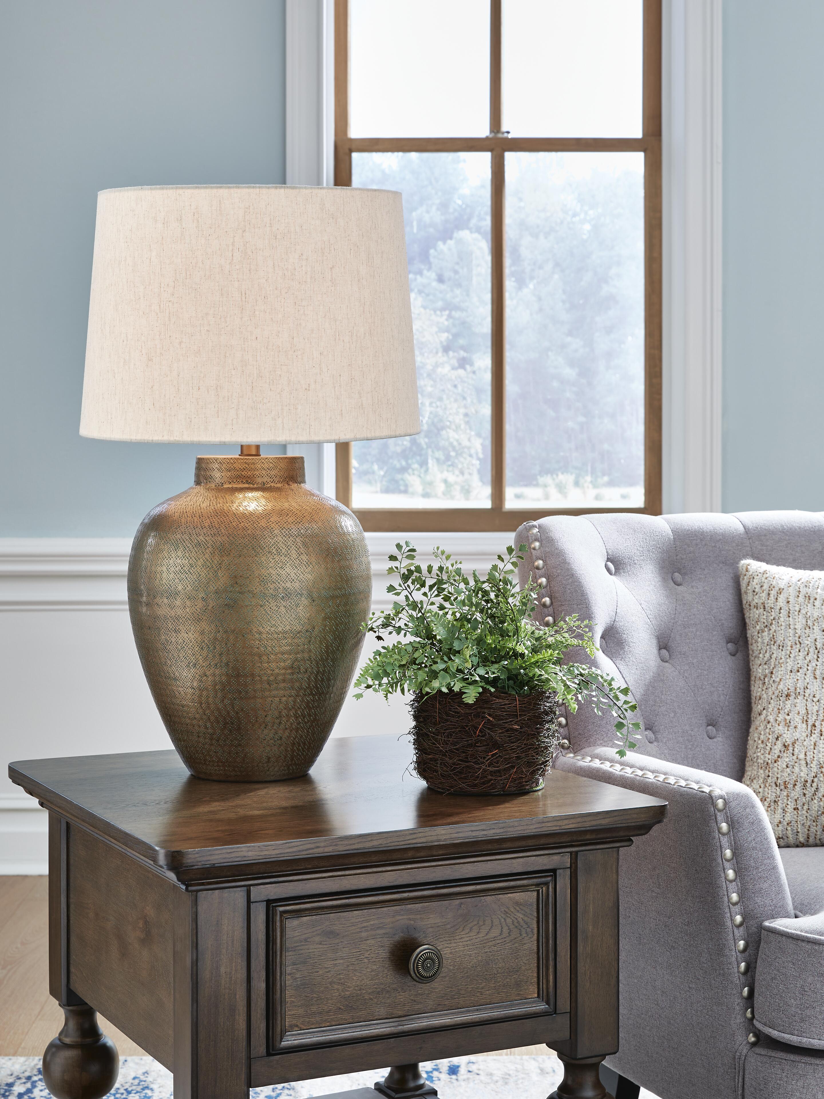 Dar Furniture - Ashley Furniture - Madney 2-Piece Lamp Set - 2-Piece Lamp Set / Antique Gold Finish - L207494X2