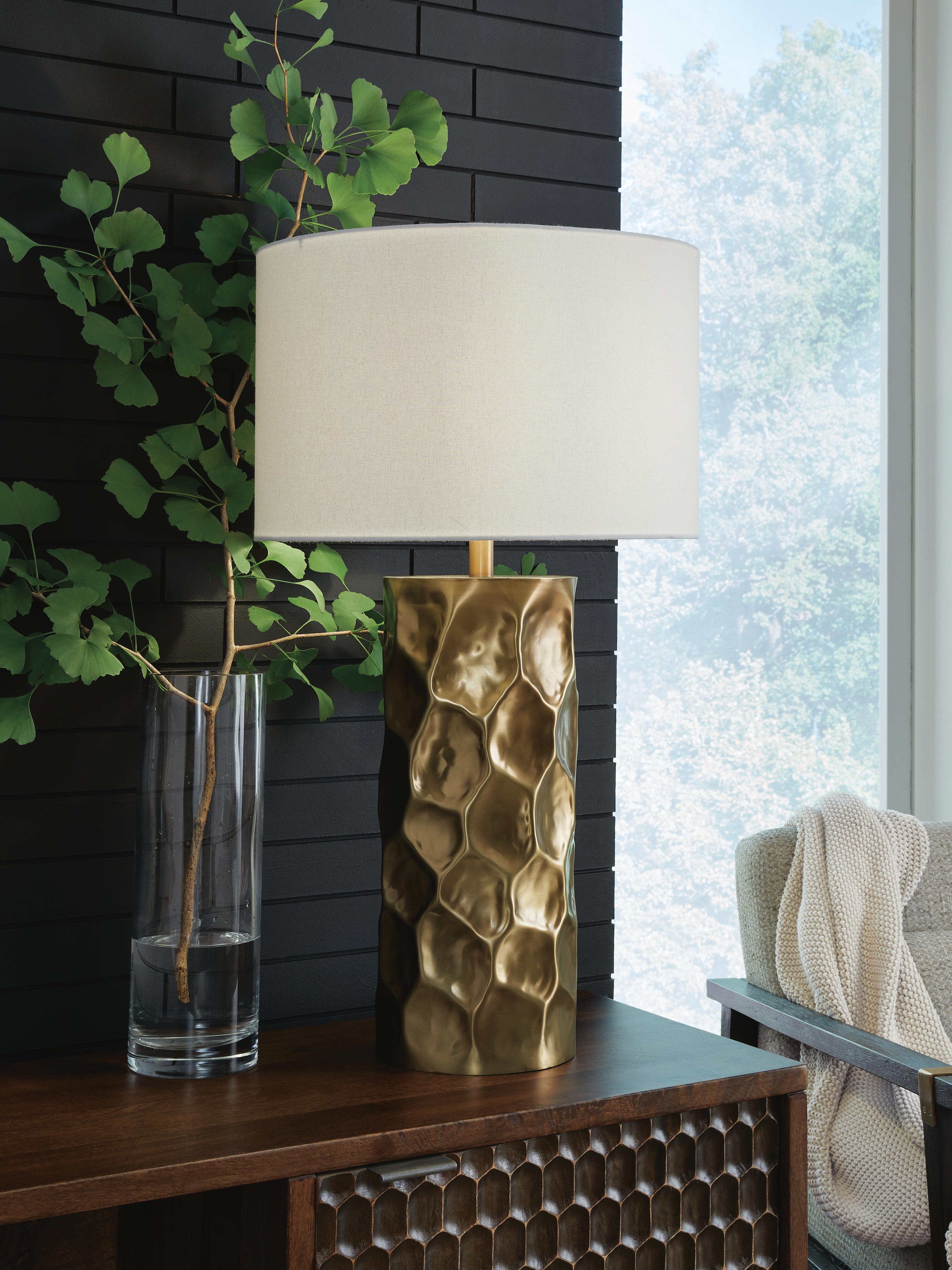 Dar Furniture - Ashley Furniture - Marshawn Table Lamp - Metal Table Lamp (1/CN) / Gold Finish - L207524