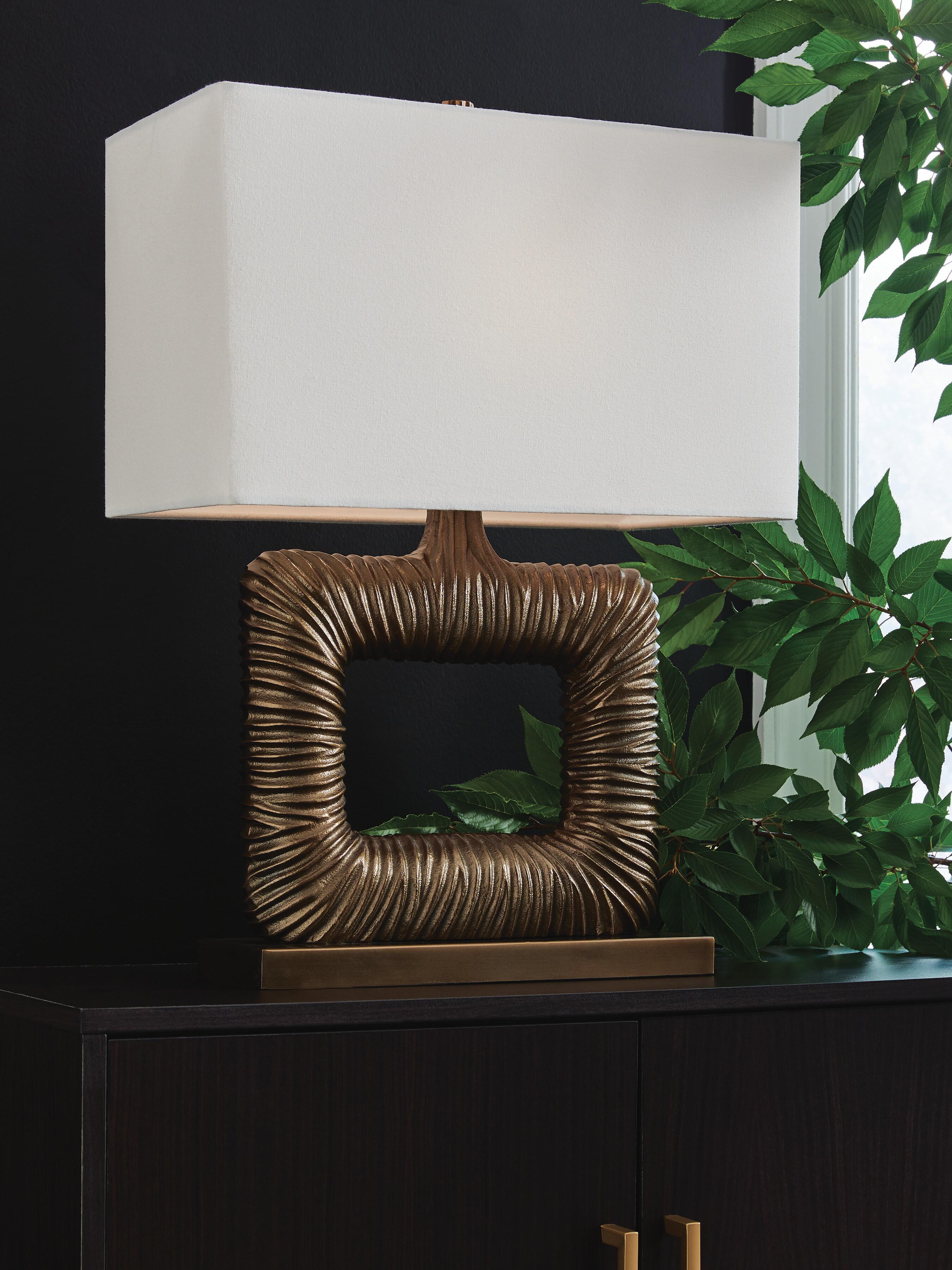 Dar Furniture - Ashley Furniture - Garronby Table Lamp - Metal Table Lamp (1/CN) / Antique Brass Finish - L207604