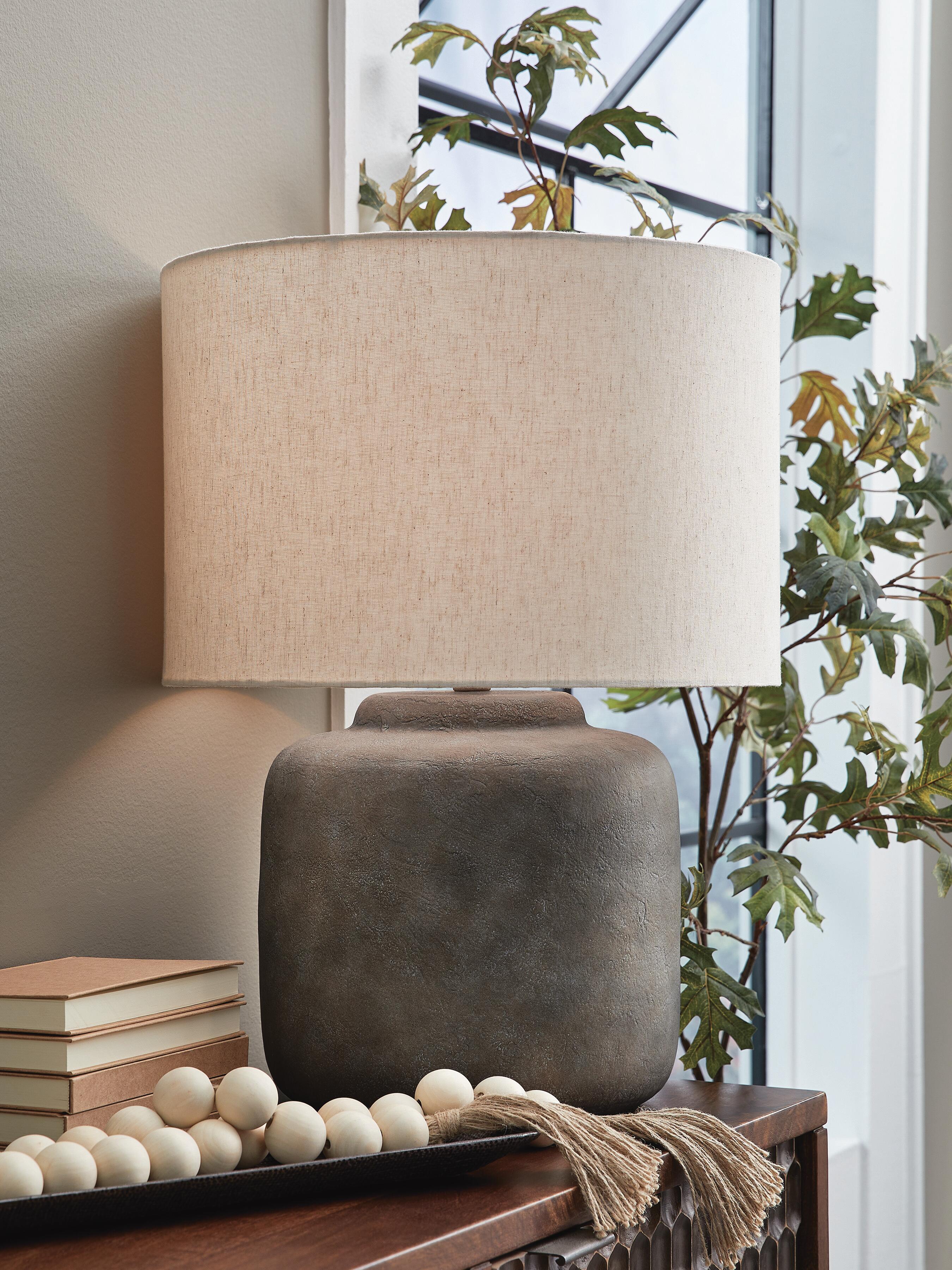 Dar Furniture - Ashley Furniture - Zandophen Table Lamp - Metal Table Lamp (1/CN) / Antique Gray - L207654