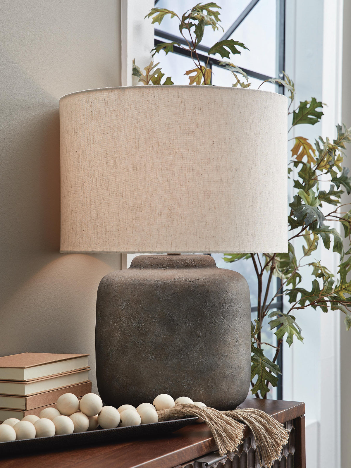 Dar Furniture - Ashley Furniture - Zandophen Table Lamp - Metal Table Lamp (1/CN) / Antique Gray - L207654
