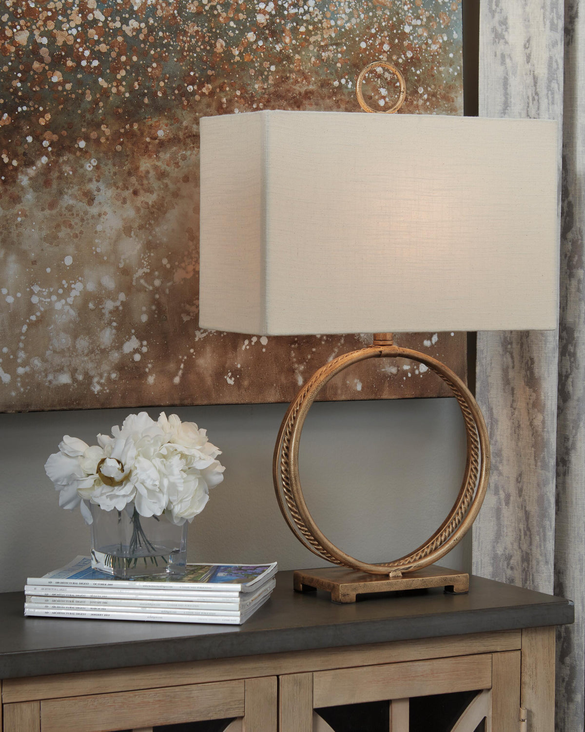 Dar Furniture - Ashley Furniture - Mahala Table Lamp - Metal Table Lamp (1/CN) / Antique Gold Finish - L208124