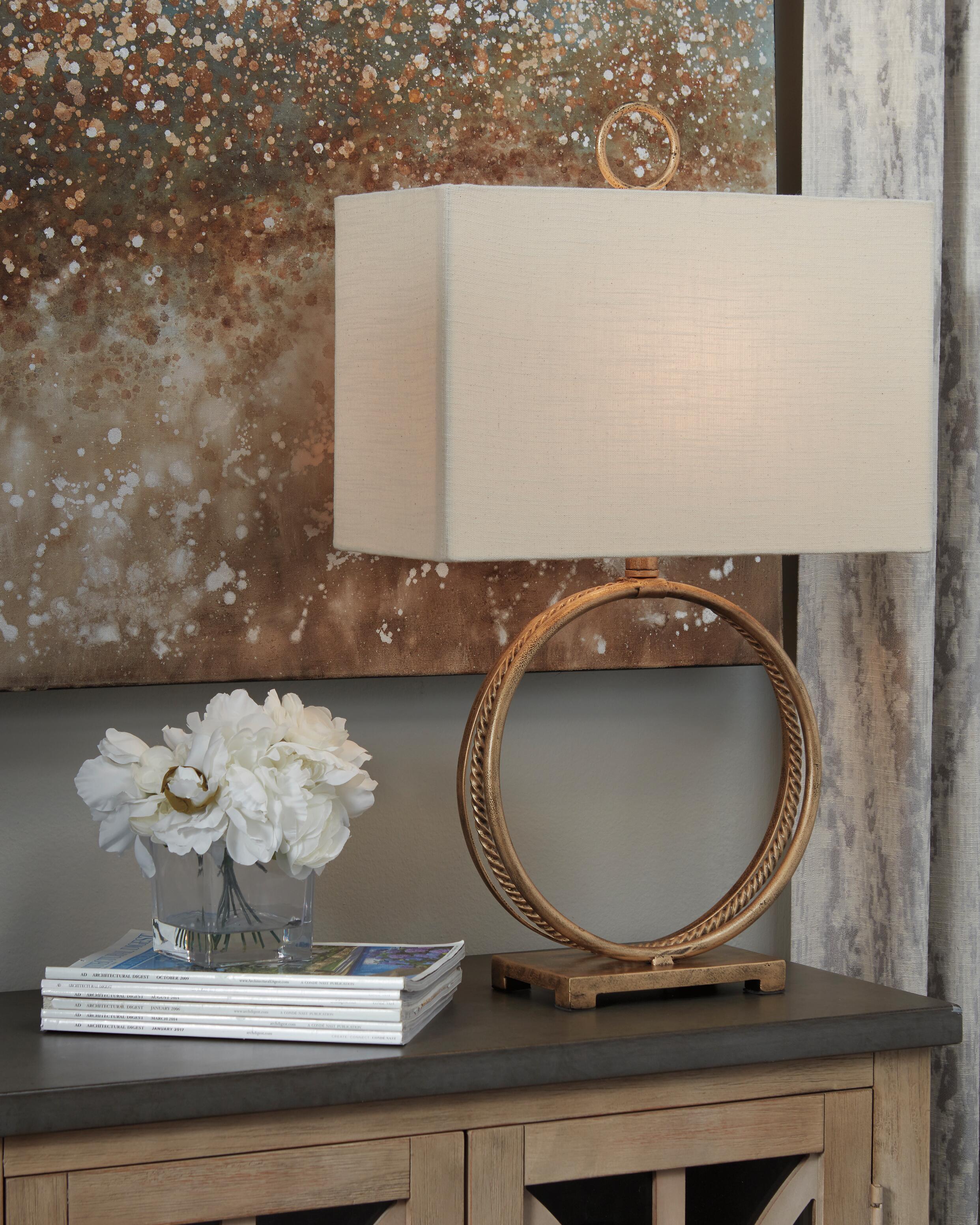 Dar Furniture - Ashley Furniture - Mahala Table Lamp (Set of 2) - Table Lamp (Set of 2) / Antique Gold Finish - L208124X2