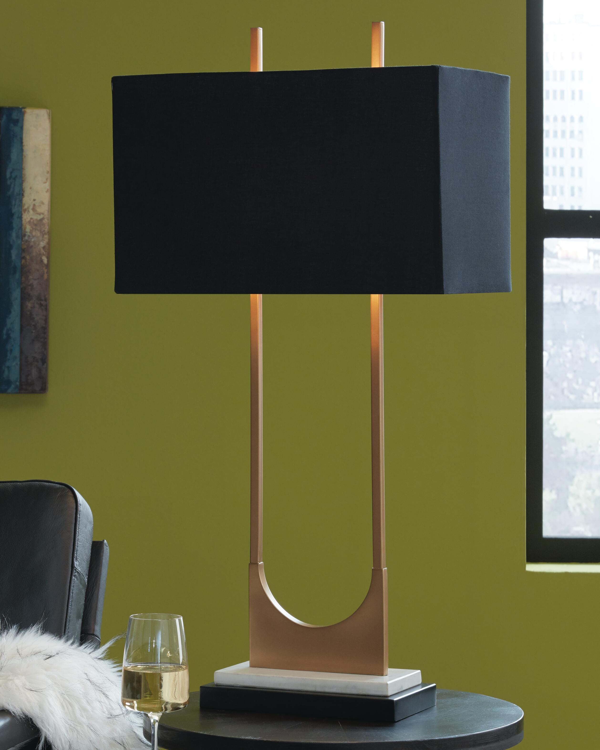 Dar Furniture - Ashley Furniture - Malana Table Lamp - Metal Table Lamp (1/CN) / Brass Finish - L208254
