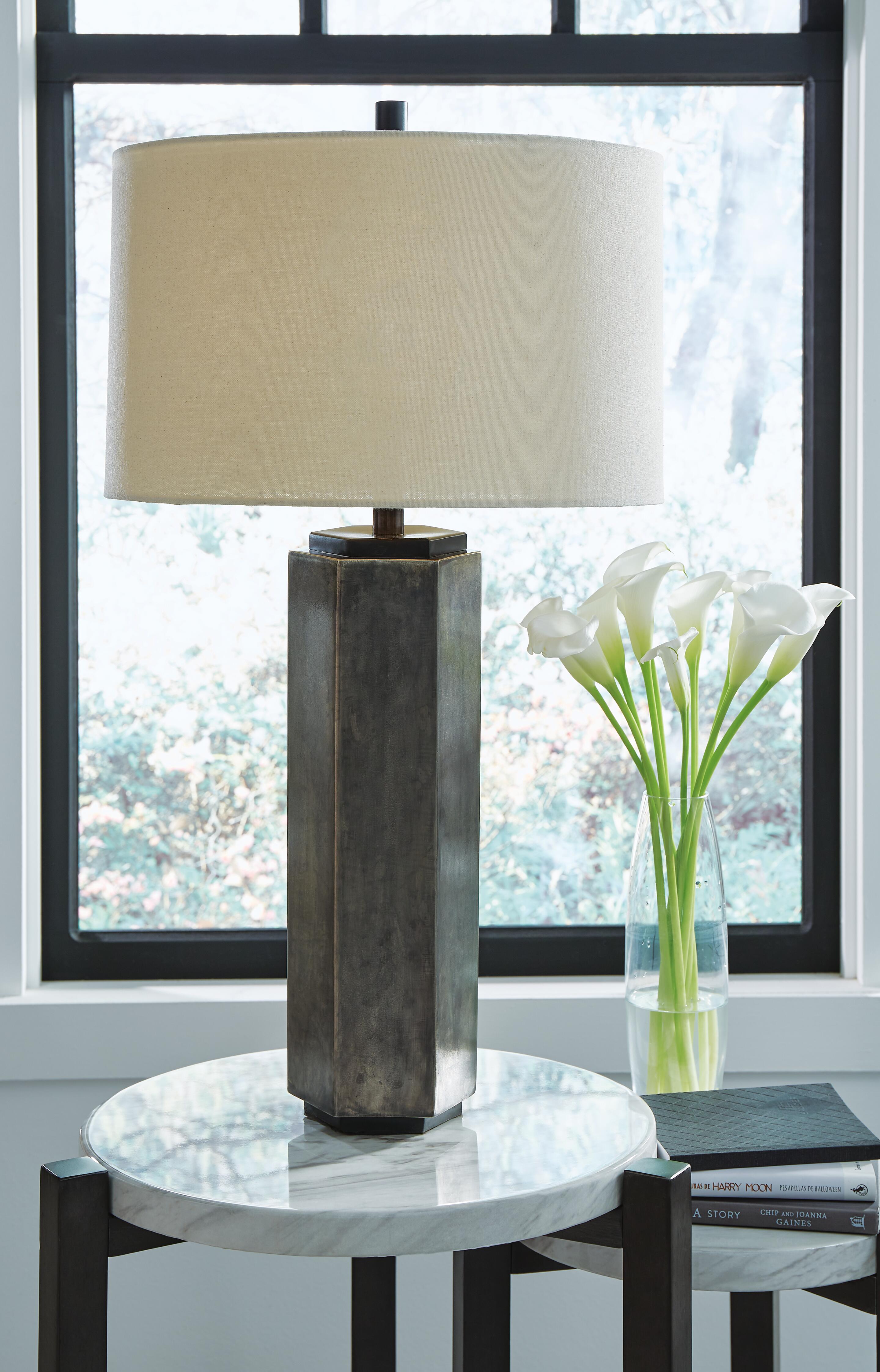 Dar Furniture - Ashley Furniture - Dirkton Table Lamp - Metal Table Lamp (1/CN) / Antique Pewter Finish - L208324