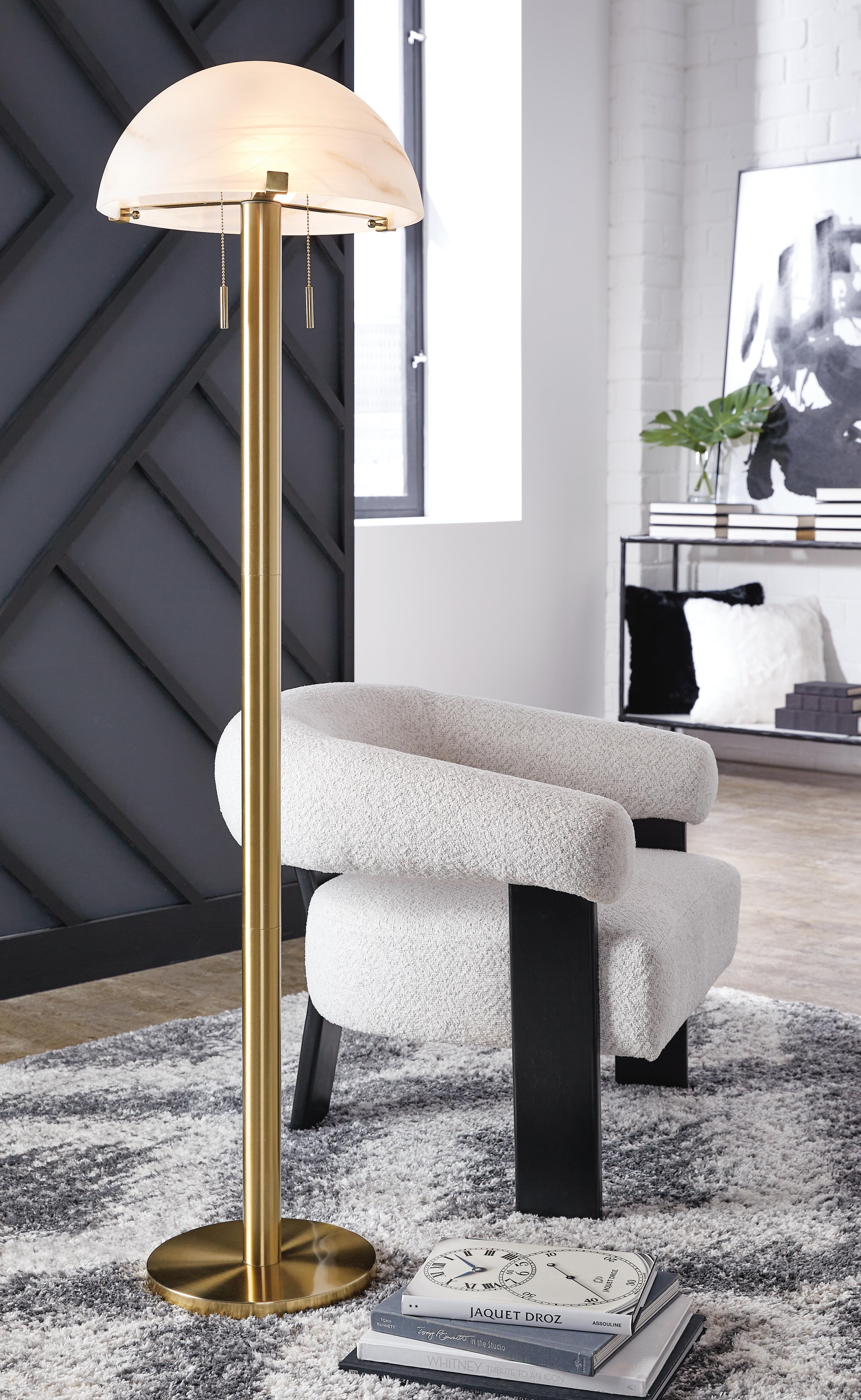 Dar Furniture - Ashley Furniture - Tobbinsen Floor Lamp - Metal Floor Lamp (1/CN) / Brass Finish - L208421
