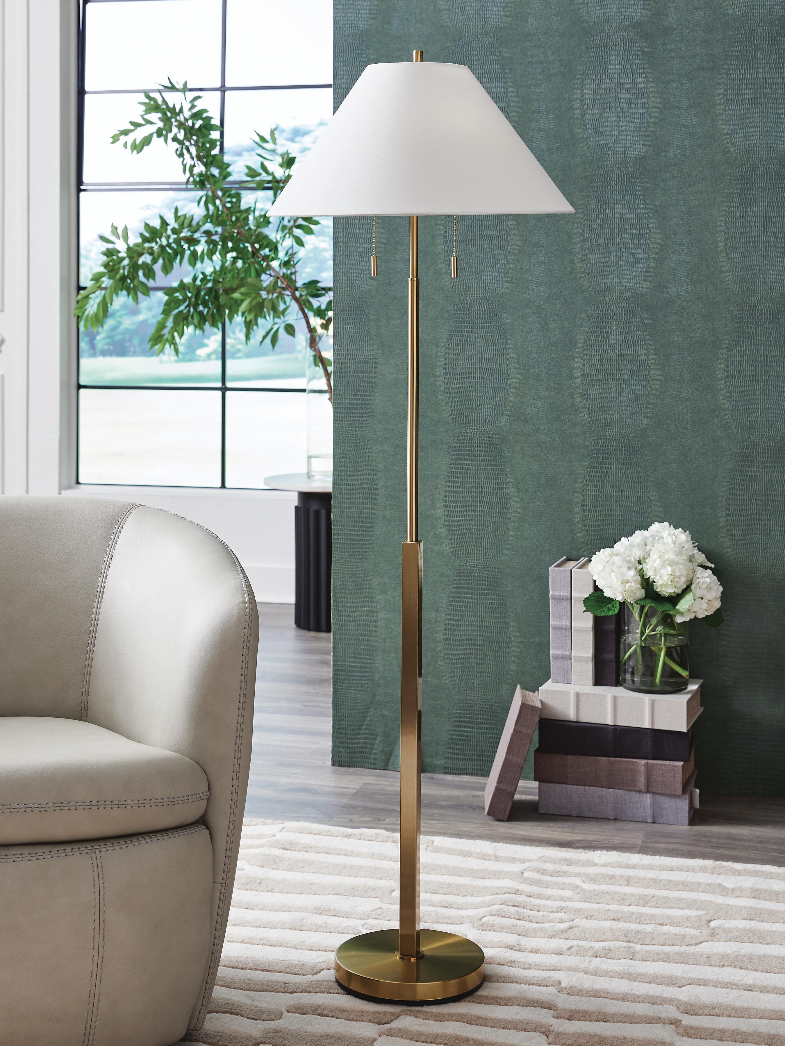 Dar Furniture - Ashley Furniture - Haigwood Floor Lamp - Metal Floor Lamp (1/CN) / Gold Finish - L208471