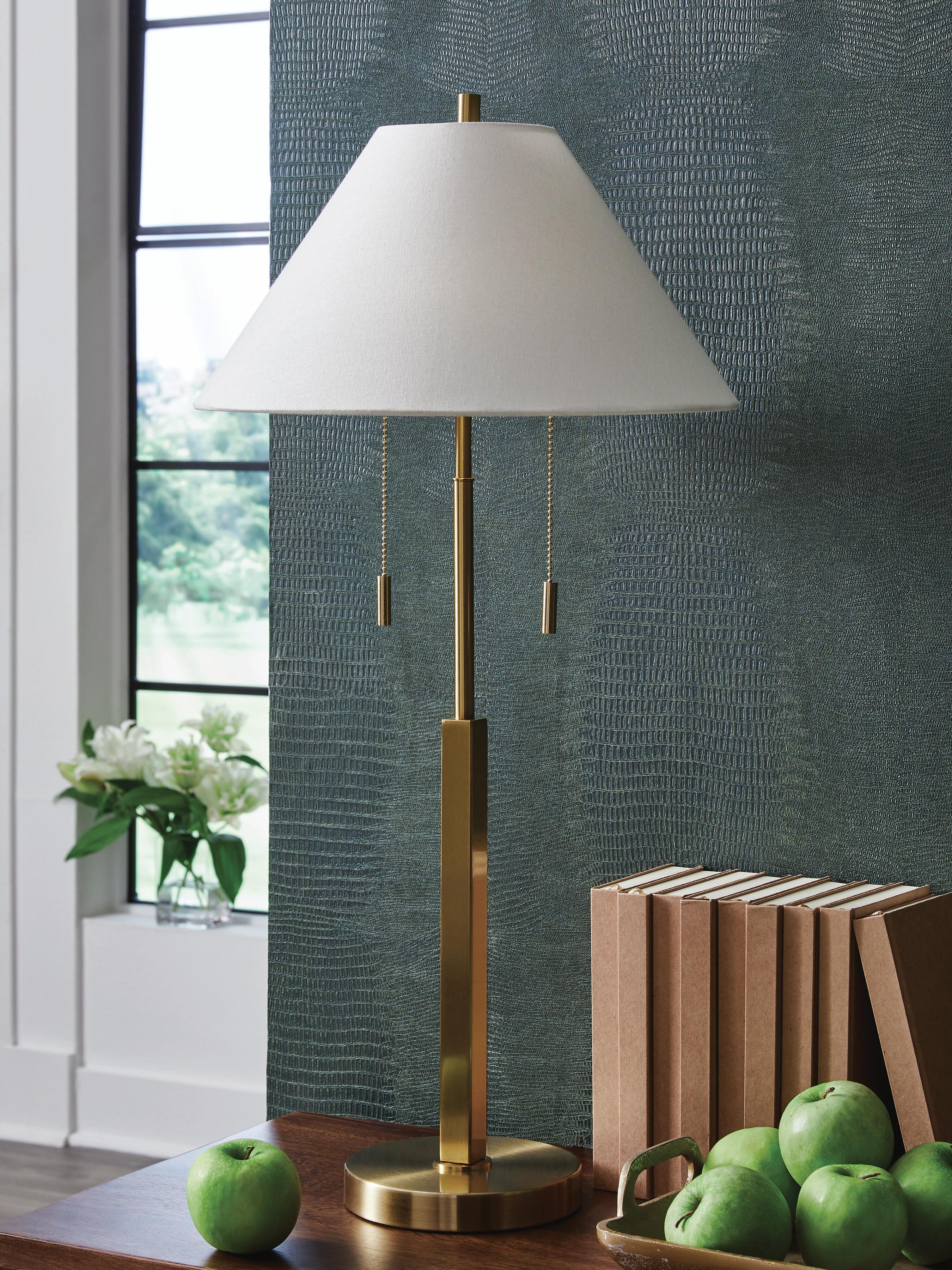 Dar Furniture - Ashley Furniture - Haigwood Table Lamp - Metal Table Lamp (1/CN) / Gold Finish - L208474