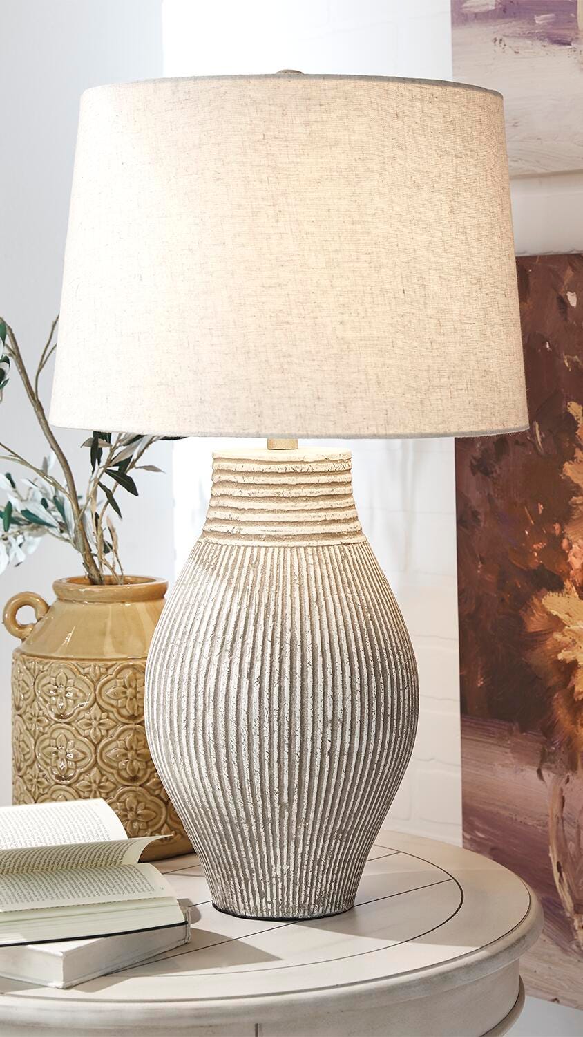 Dar Furniture - Ashley Furniture - Layal Table Lamp (Set of 2) - Table Lamp (Set of 2) / Beige - L235634X2