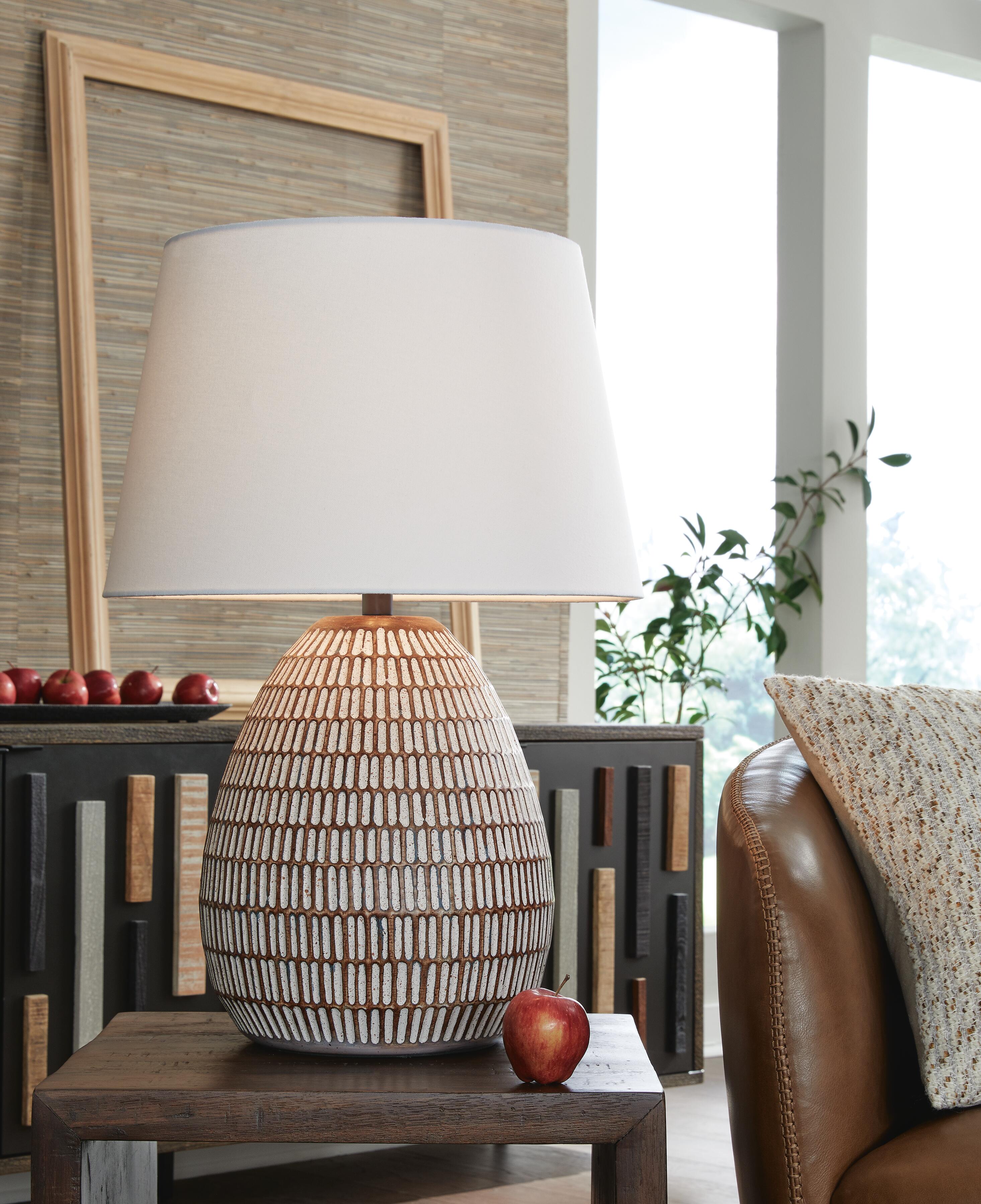 Dar Furniture - Ashley Furniture - Darrich 2-Piece Lamp Set - 2-Piece Lamp Set / Beige/White - L235804X2
