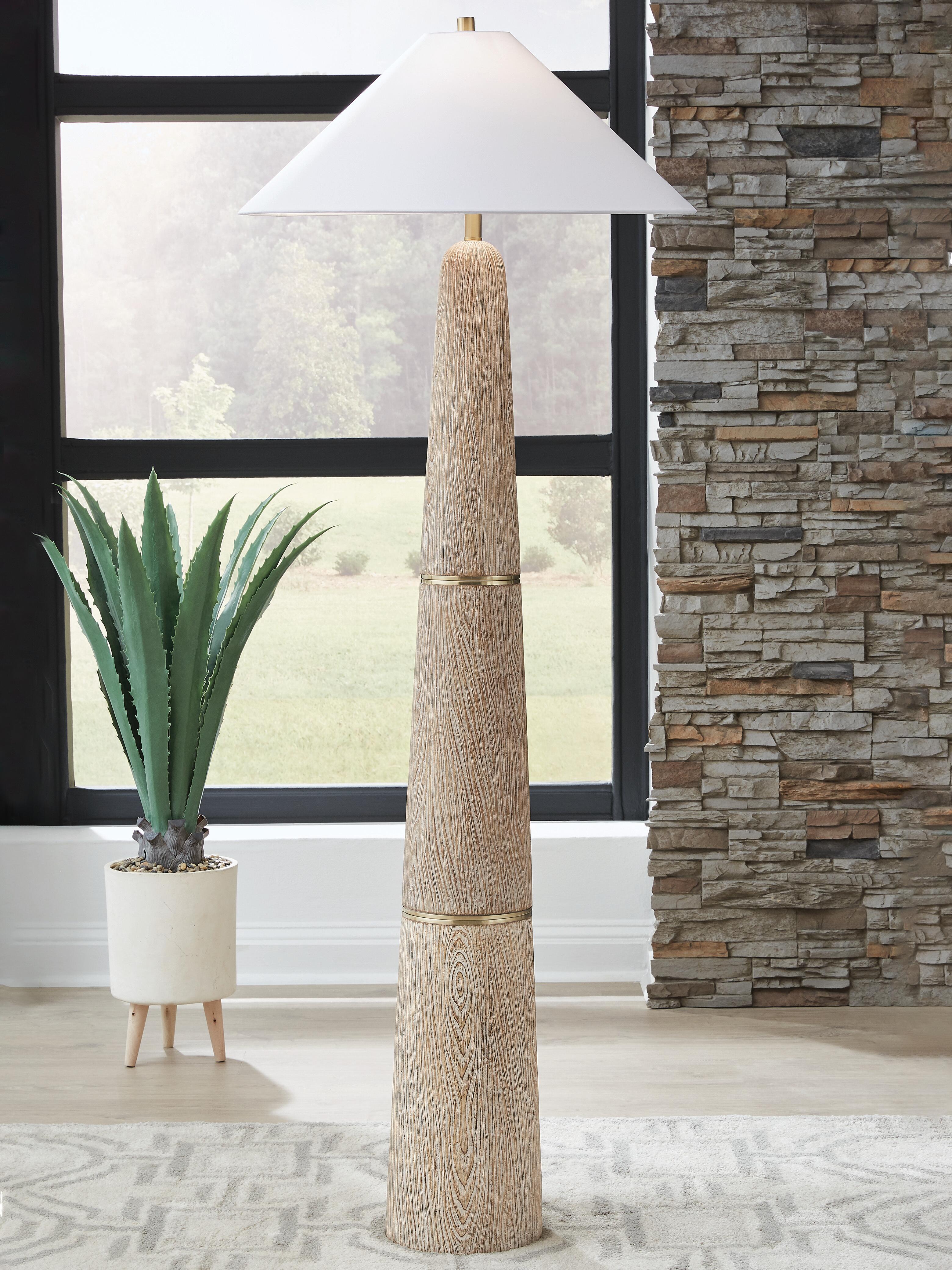 Dar Furniture - Ashley Furniture - Gasparleigh Floor Lamp - Poly Floor Lamp (1/CN) / Brown/Gold Finish - L235811