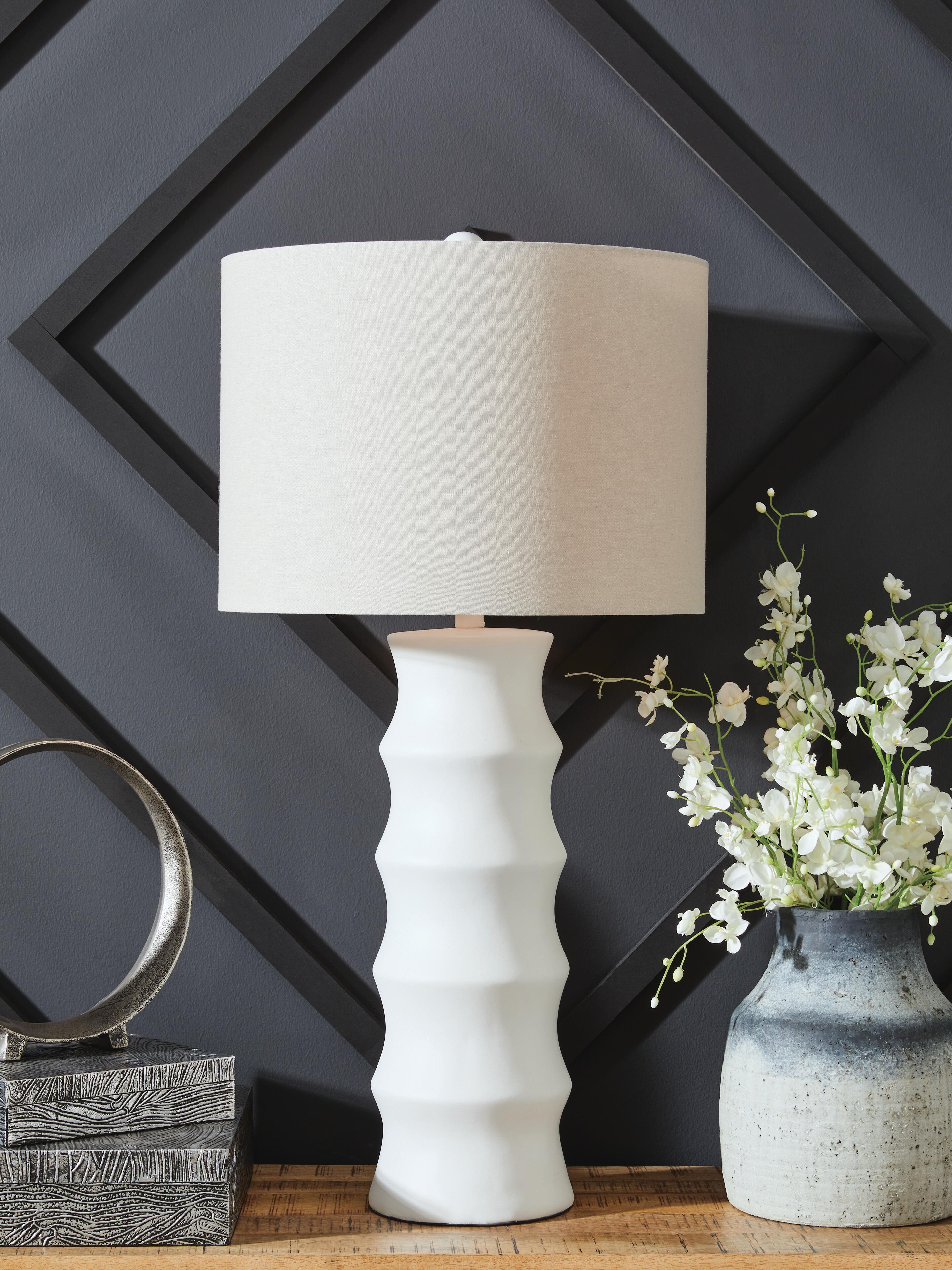 Dar Furniture - Ashley Furniture - Veraleigh Table Lamp - Poly Table Lamp (1/CN) / White - L235854