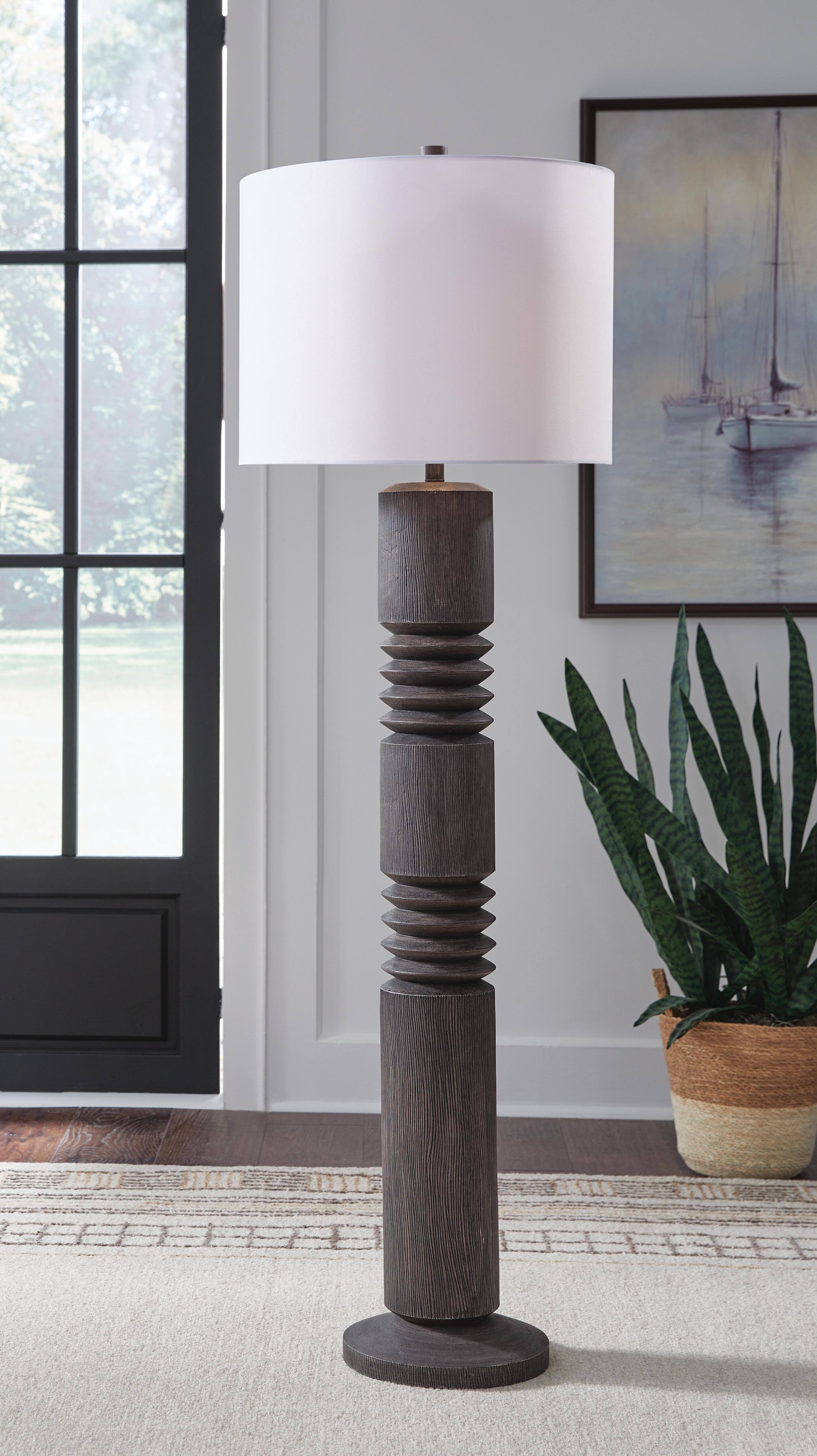 Dar Furniture - Ashley Furniture - Fainwell Floor Lamp - Poly Floor Lamp (1/CN) / Distressed Black - L235861