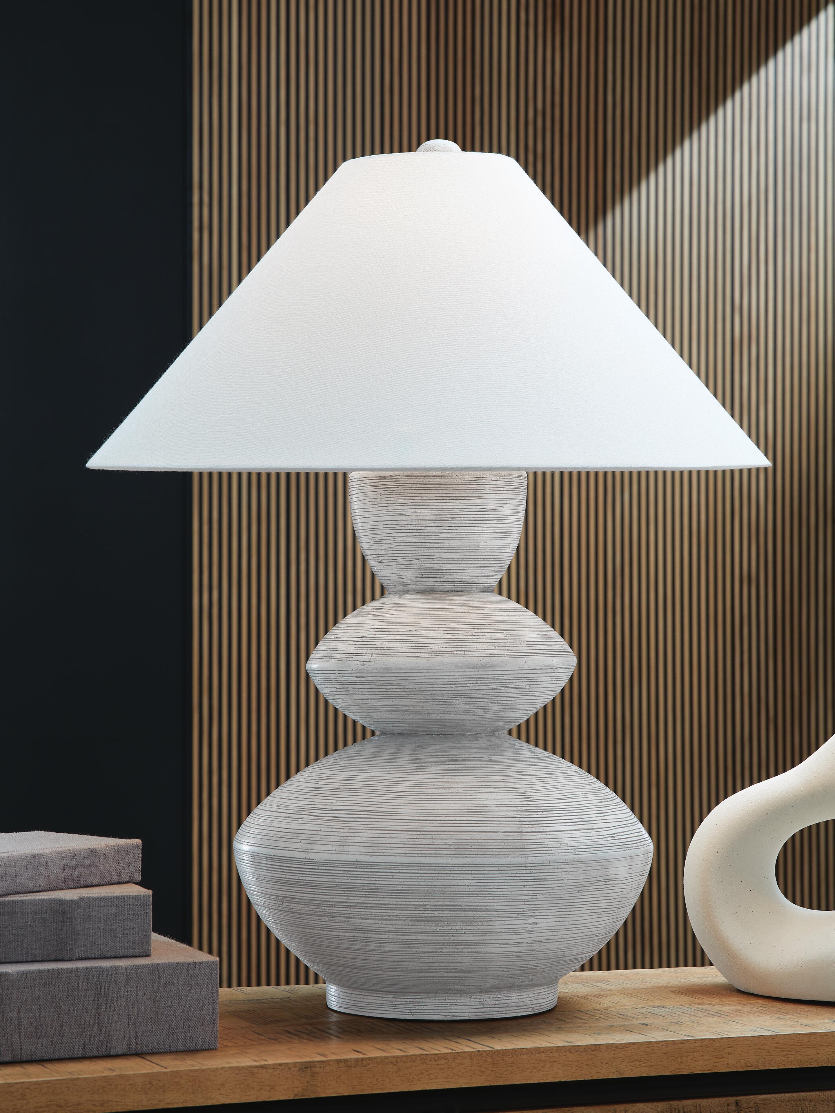 Dar Furniture - Ashley Furniture - Brickdon Table Lamp - Poly Table Lamp (1/CN) / Distressed White - L235874