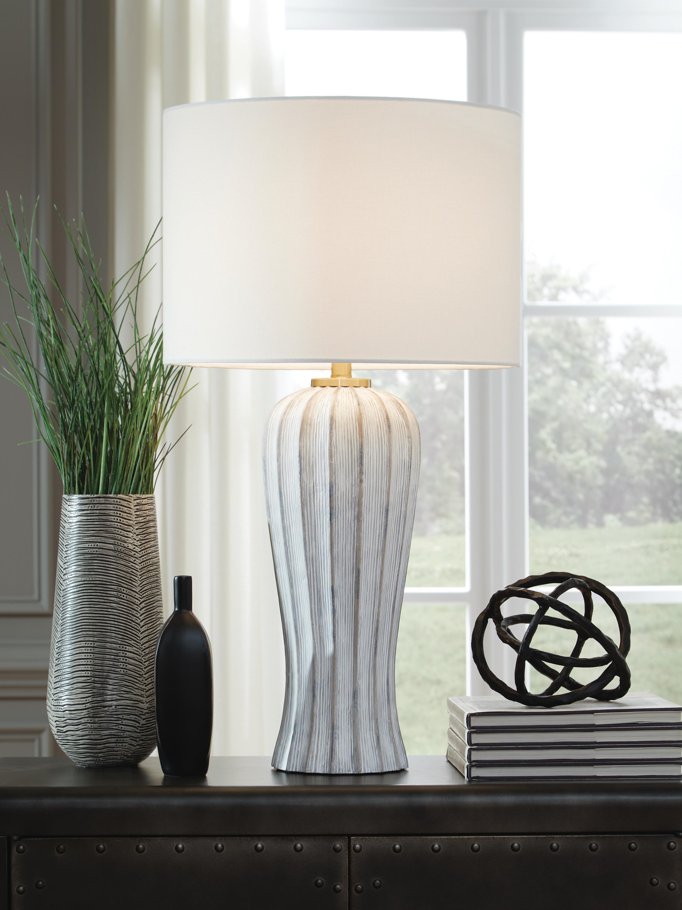 Dar Furniture - Ashley Furniture - Lanwell Table Lamp - Poly Table Lamp (1/CN) / Antique Gray - L235894
