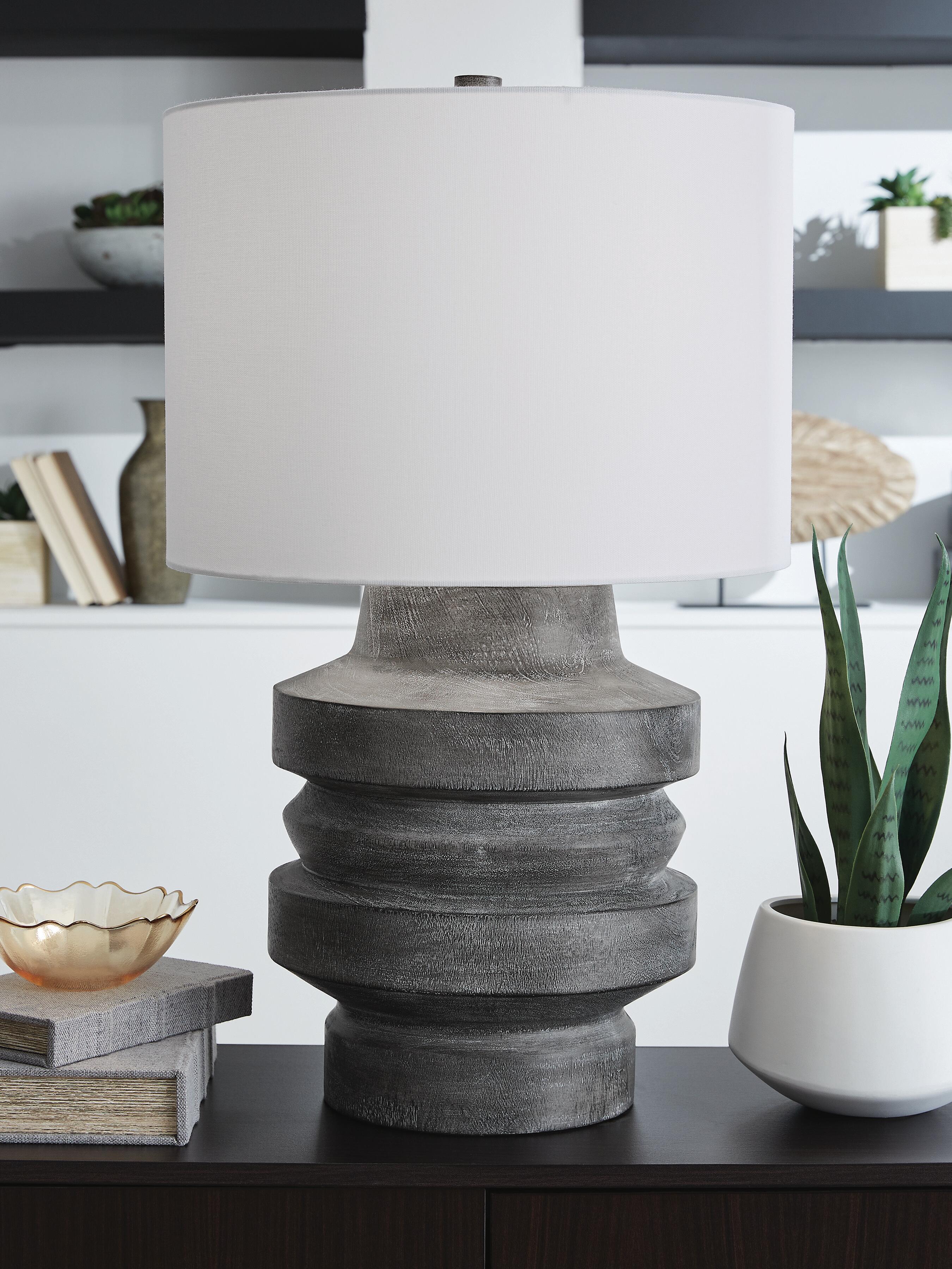 Dar Furniture - Ashley Furniture - Wahida Table Lamp - Poly Table Lamp (1/CN) / Distressed Black - L235914