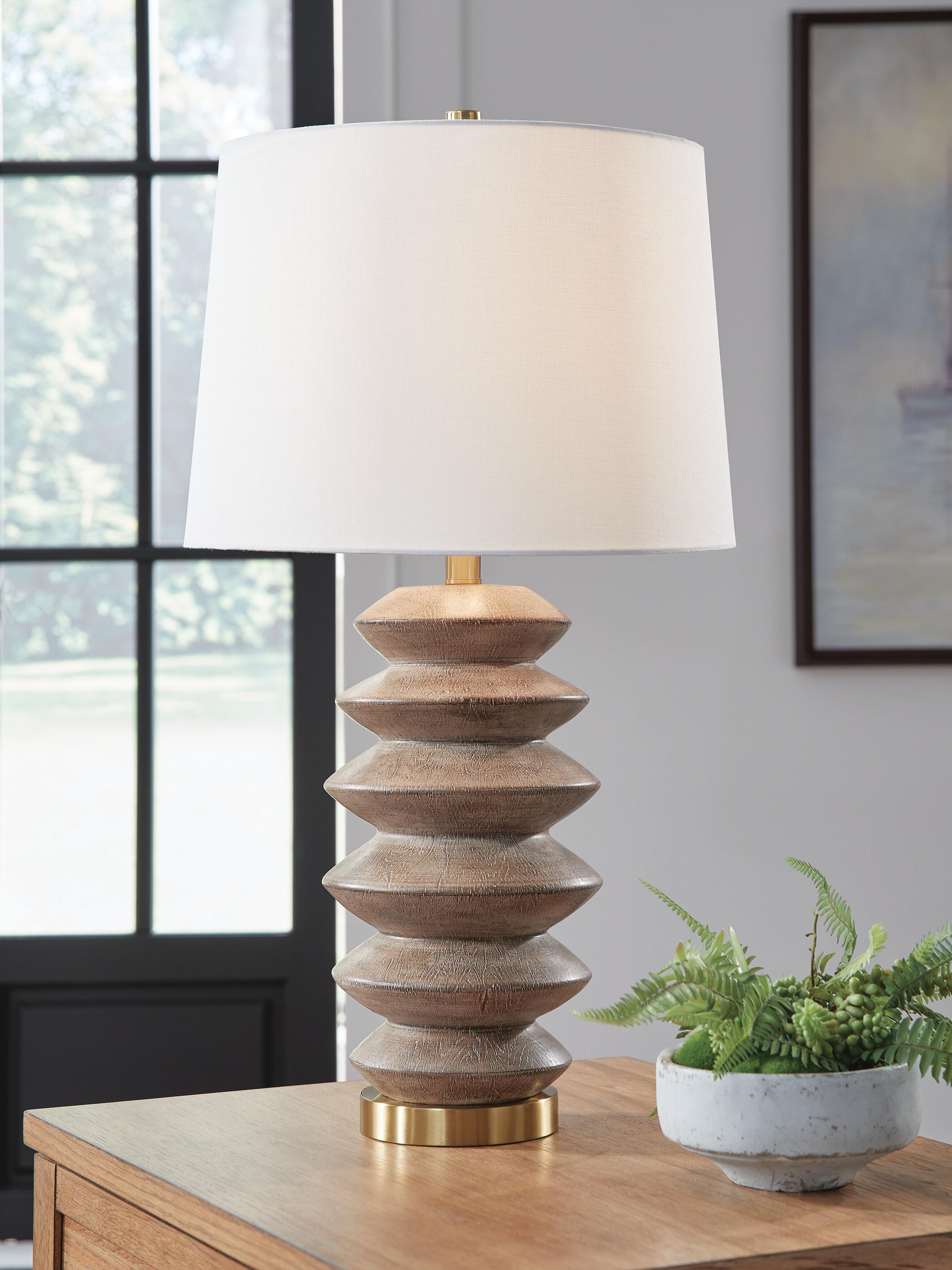 Dar Furniture - Ashley Furniture - Jyllyard Table Lamp - Poly Table Lamp (1/CN) / Brown/Gold Finish - L235944