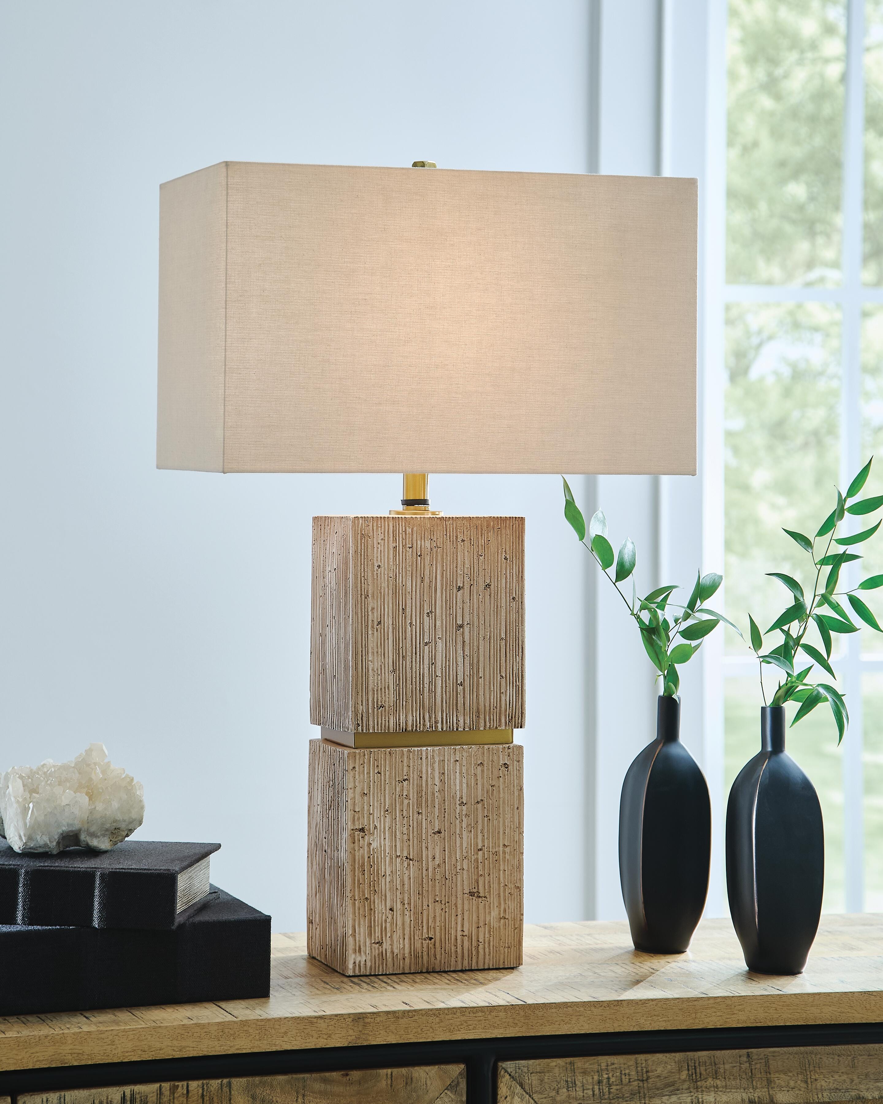 Dar Furniture - Ashley Furniture - Laddner Table Lamp - Poly Table Lamp (1/CN) / Beige - L236054