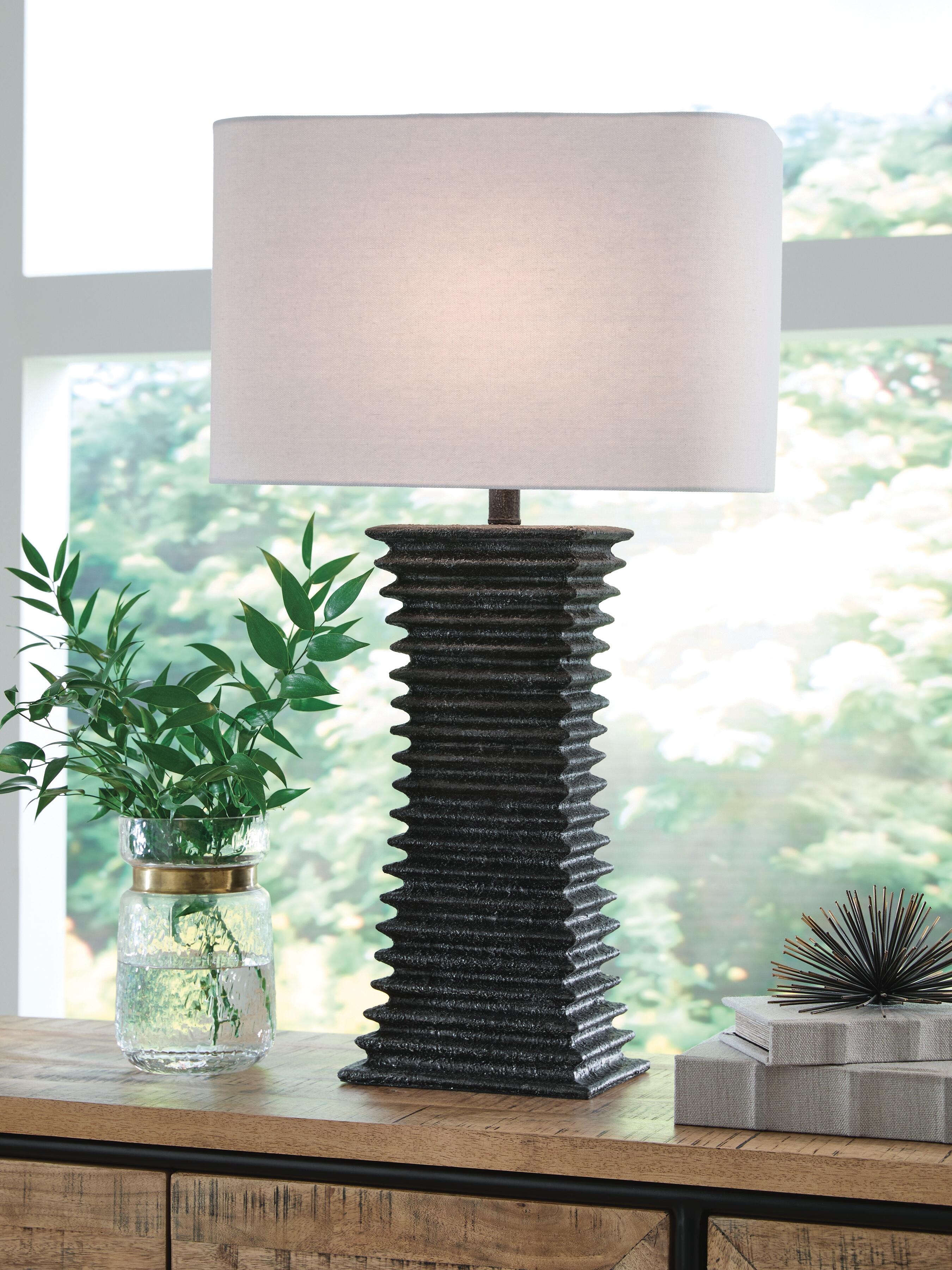 Dar Furniture - Ashley Furniture - Golzar Table Lamp - Poly Table Lamp (1/CN) / Black - L236094