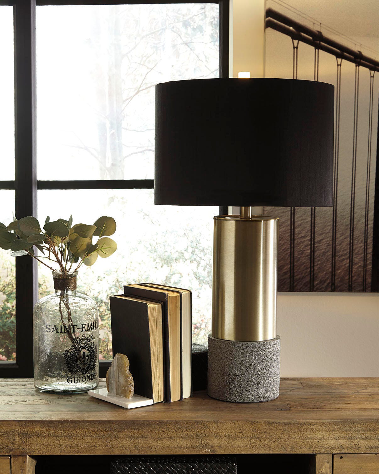 Dar Furniture - Ashley Furniture - Jacek Table Lamp (Set of 2) - Metal Table Lamp (Set of 2) / Gray/Brass Finish - L243164