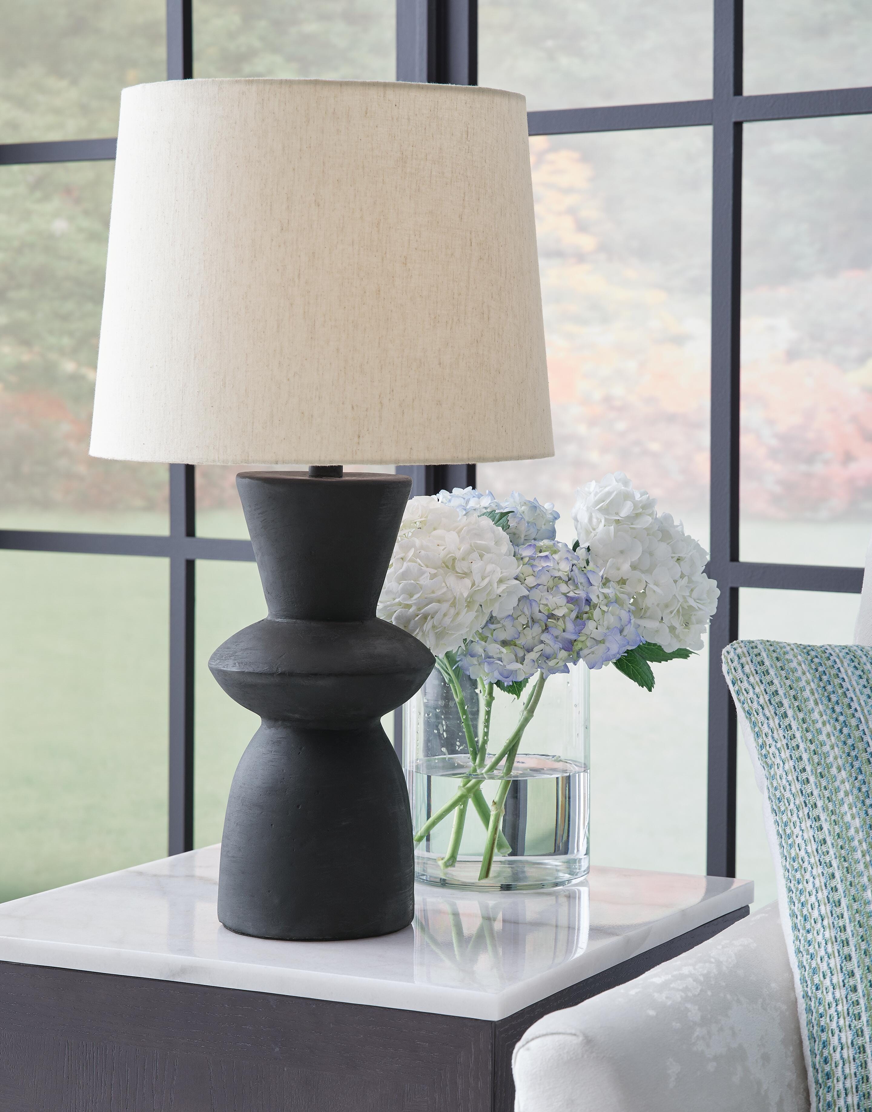 Dar Furniture - Ashley Furniture - Scarbot Table Lamp (Set of 2) - Paper Table Lamp (Set of 2) / Distressed Black - L243354