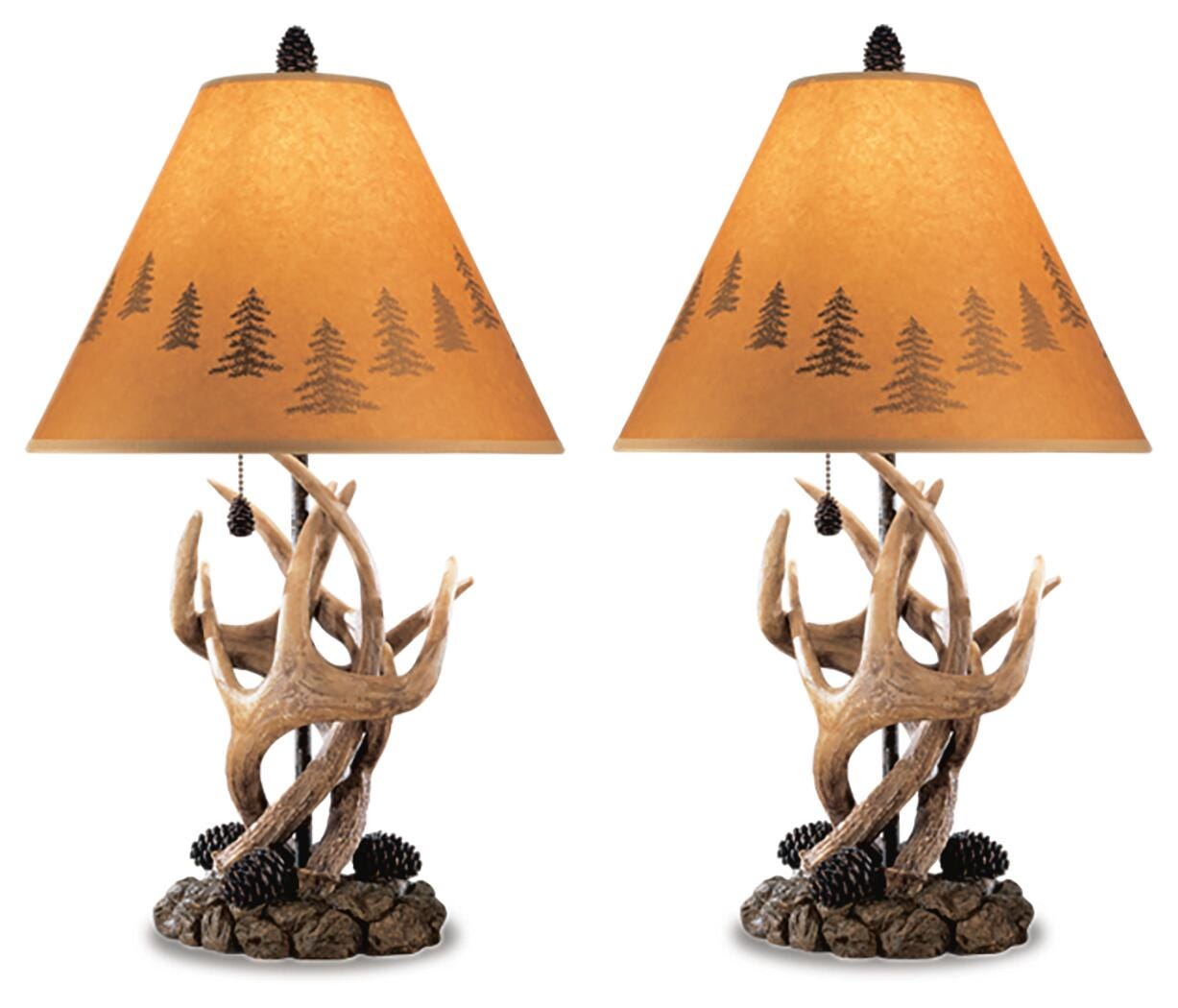 Dar Furniture - Ashley Furniture - Derek Table Lamp (Set of 2) - Poly Table Lamp (Set of 2) / Brown - L316984