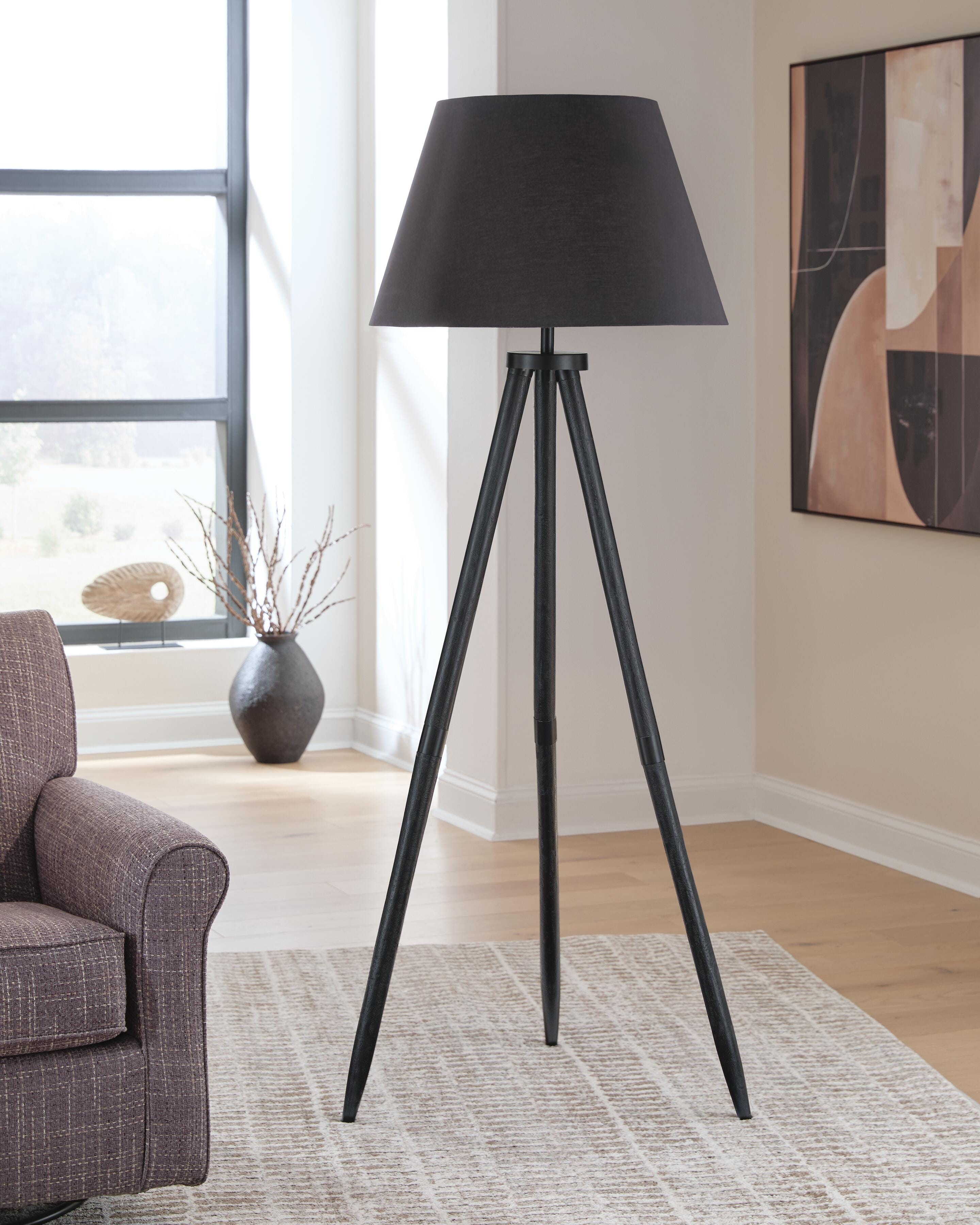 Dar Furniture - Ashley Furniture - Orhan Floor Lamp - Wood Floor Lamp (1/CN) / Black - L329121