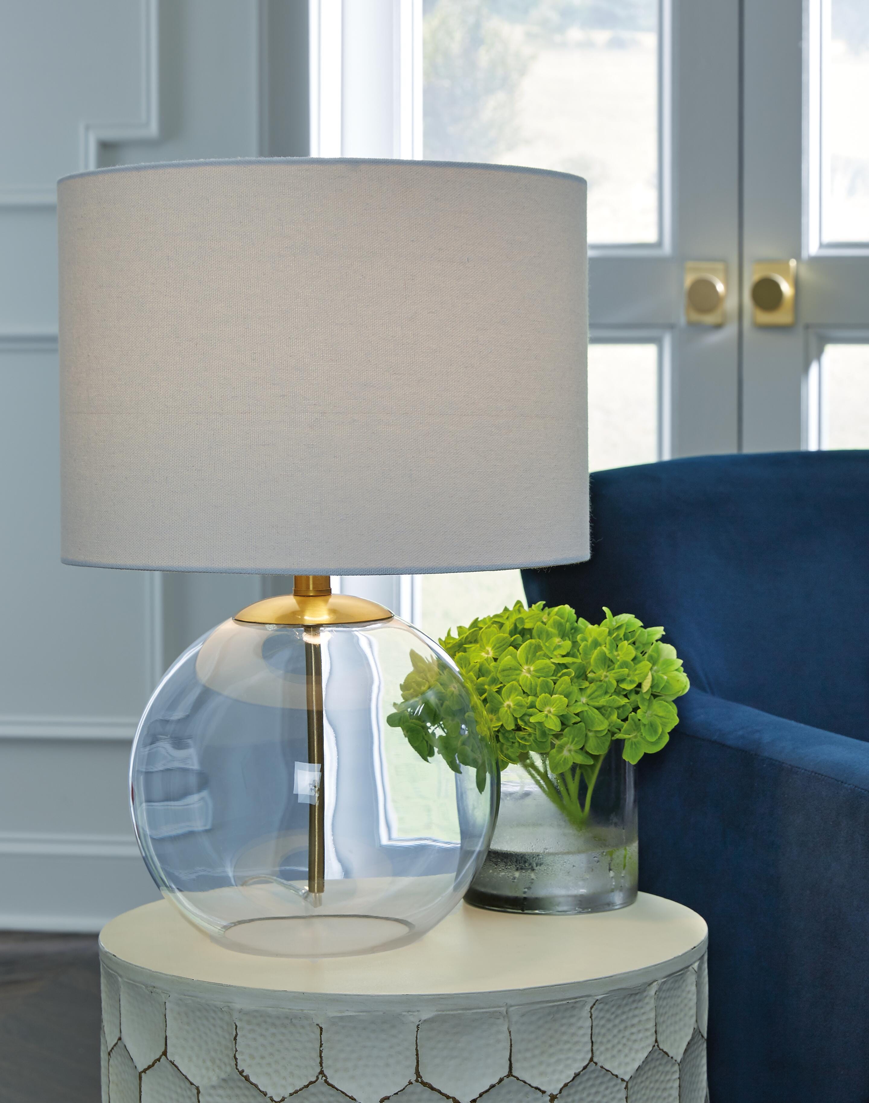 Dar Furniture - Ashley Furniture - Samder Table Lamp (Set of 2) - Table Lamp (Set of 2) / Clear/Brass Finish - L430744X2