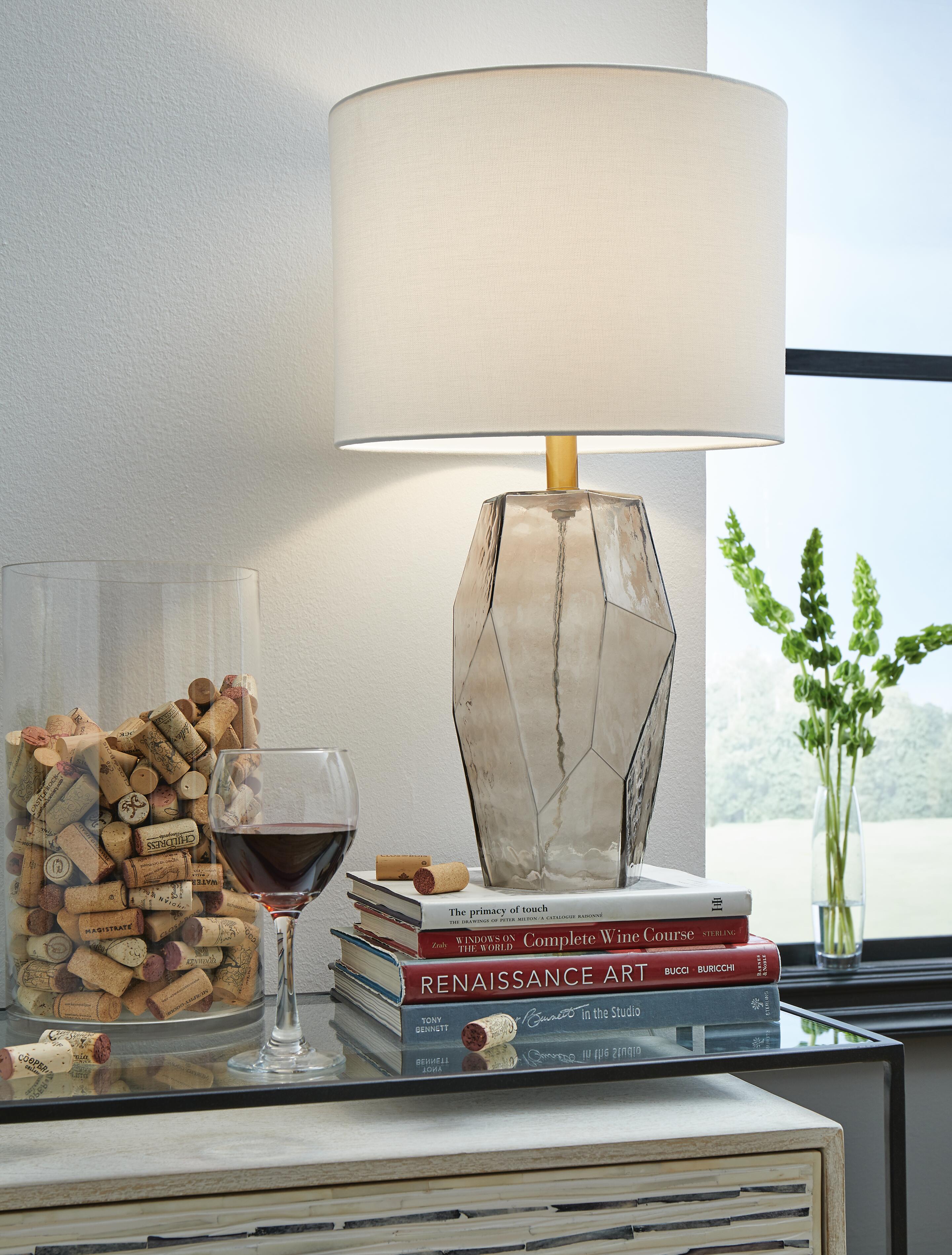 Dar Furniture - Ashley Furniture - Taylow Table Lamp - Glass Table Lamp (1/CN) / Gray - L430794