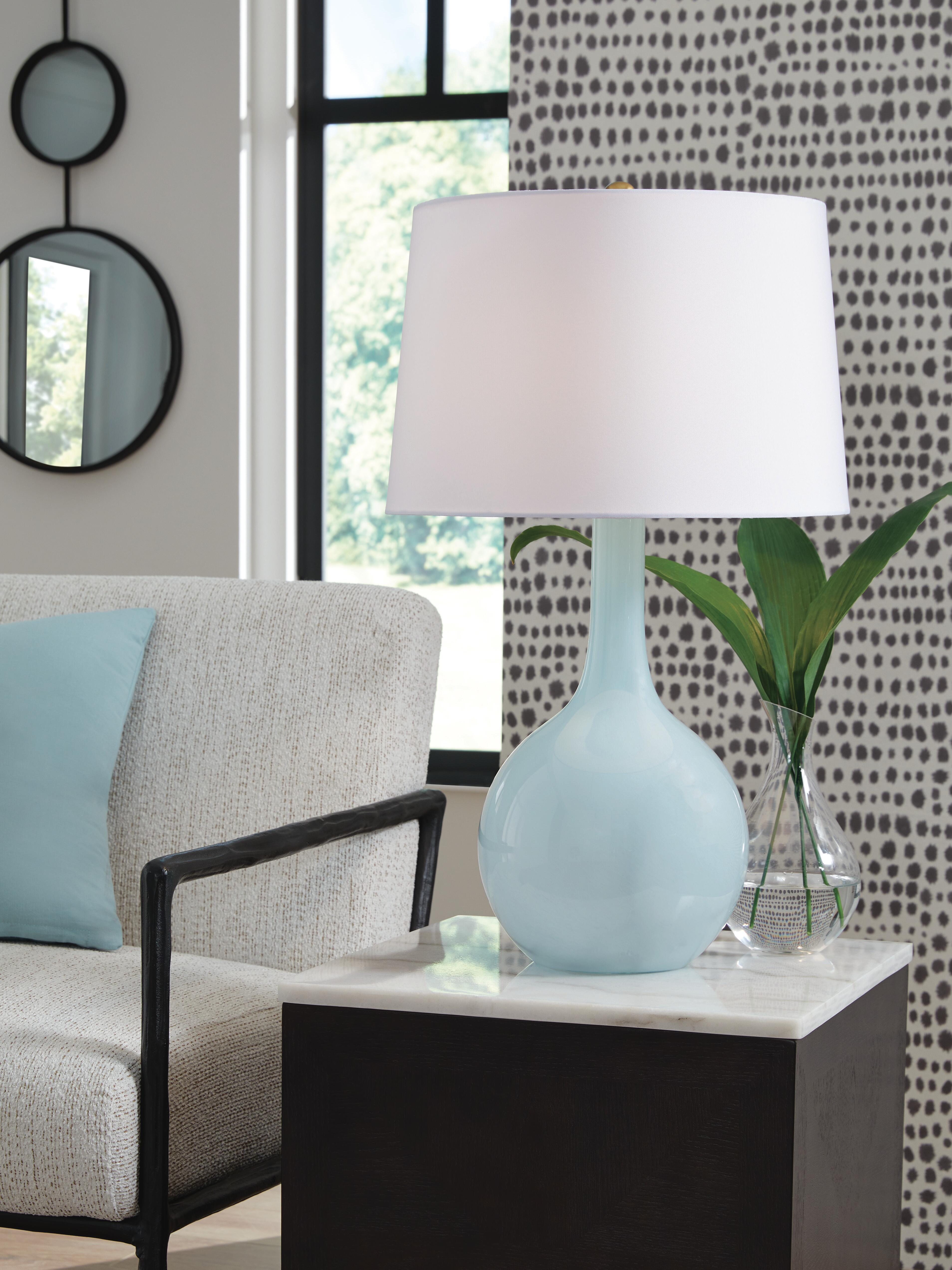 Dar Furniture - Ashley Furniture - Rylanton Table Lamp - Glass Table Lamp (1/CN) / Aqua - L430874