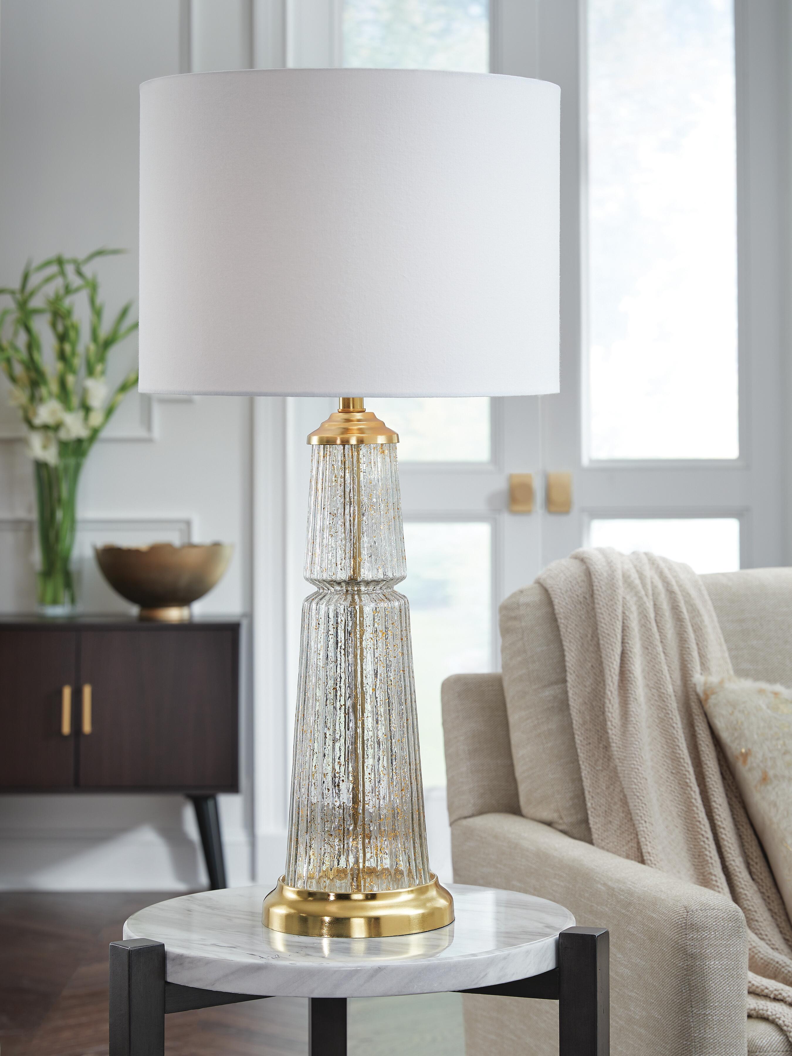 Dar Furniture - Ashley Furniture - Bakersboro Table Lamp - Glass Table Lamp (1/CN) / Clear/Gold Finish - L430884
