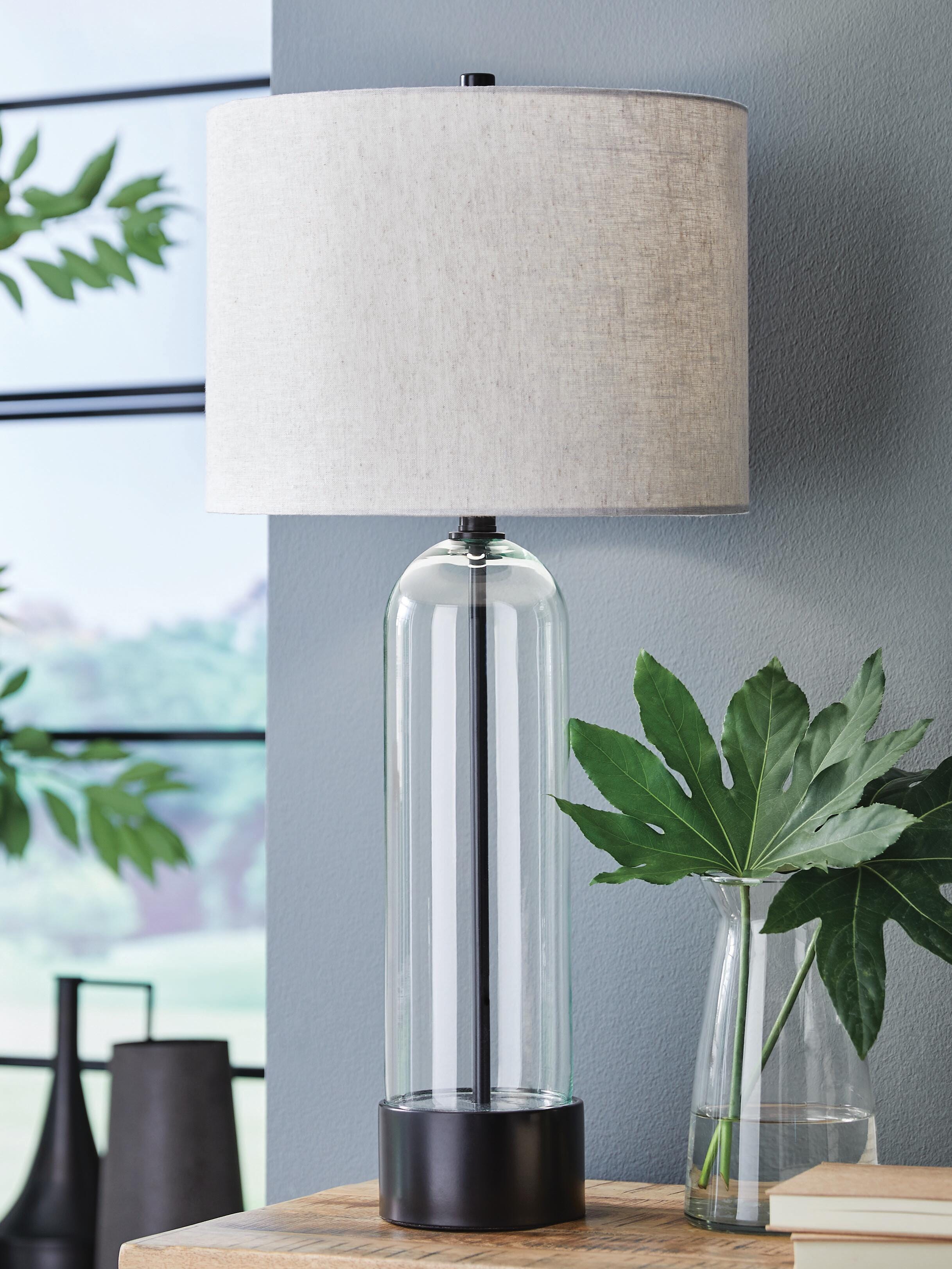 Dar Furniture - Ashley Furniture - Kerrbrook Table Lamp - Glass Table Lamp (1/CN) / Clear/Black - L430944