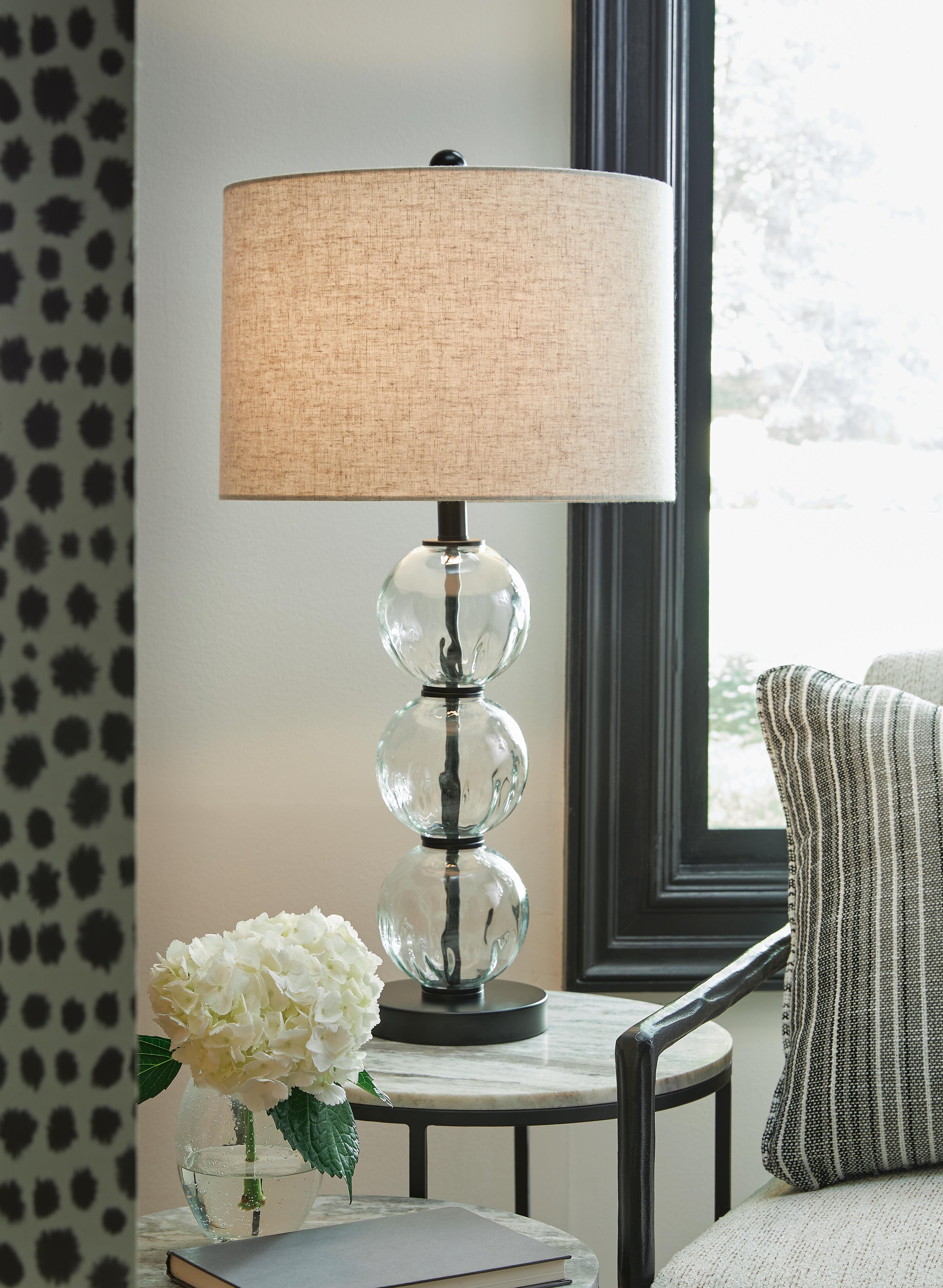 Dar Furniture - Ashley Furniture - Airbal Table Lamp (Set of 2) - Glass Table Lamp (Set of 2) / Clear/Black - L431604