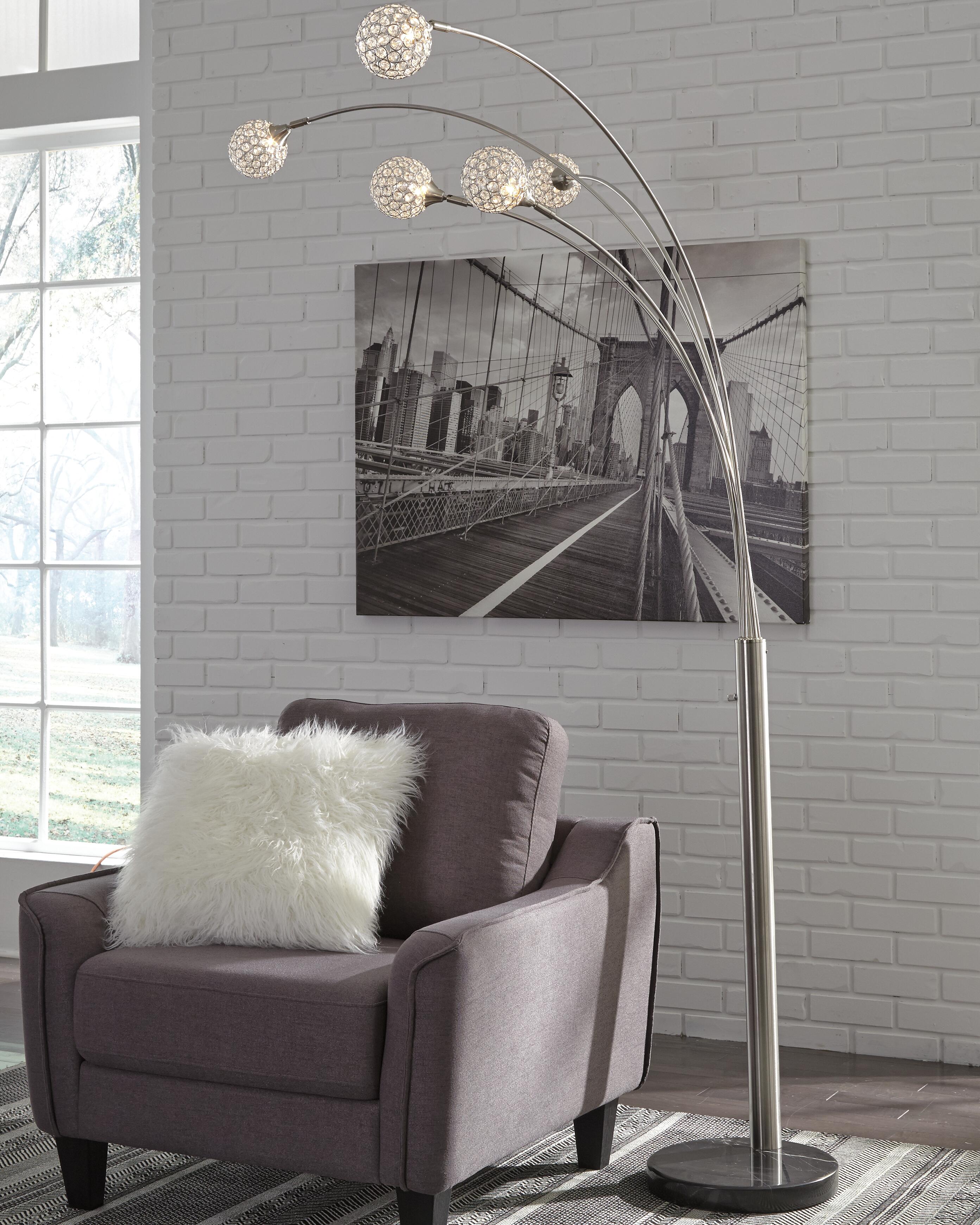 Dar Furniture - Ashley Furniture - Winter Arc Lamp - Metal Arc Lamp (1/CN) / Silver Finish - L725089