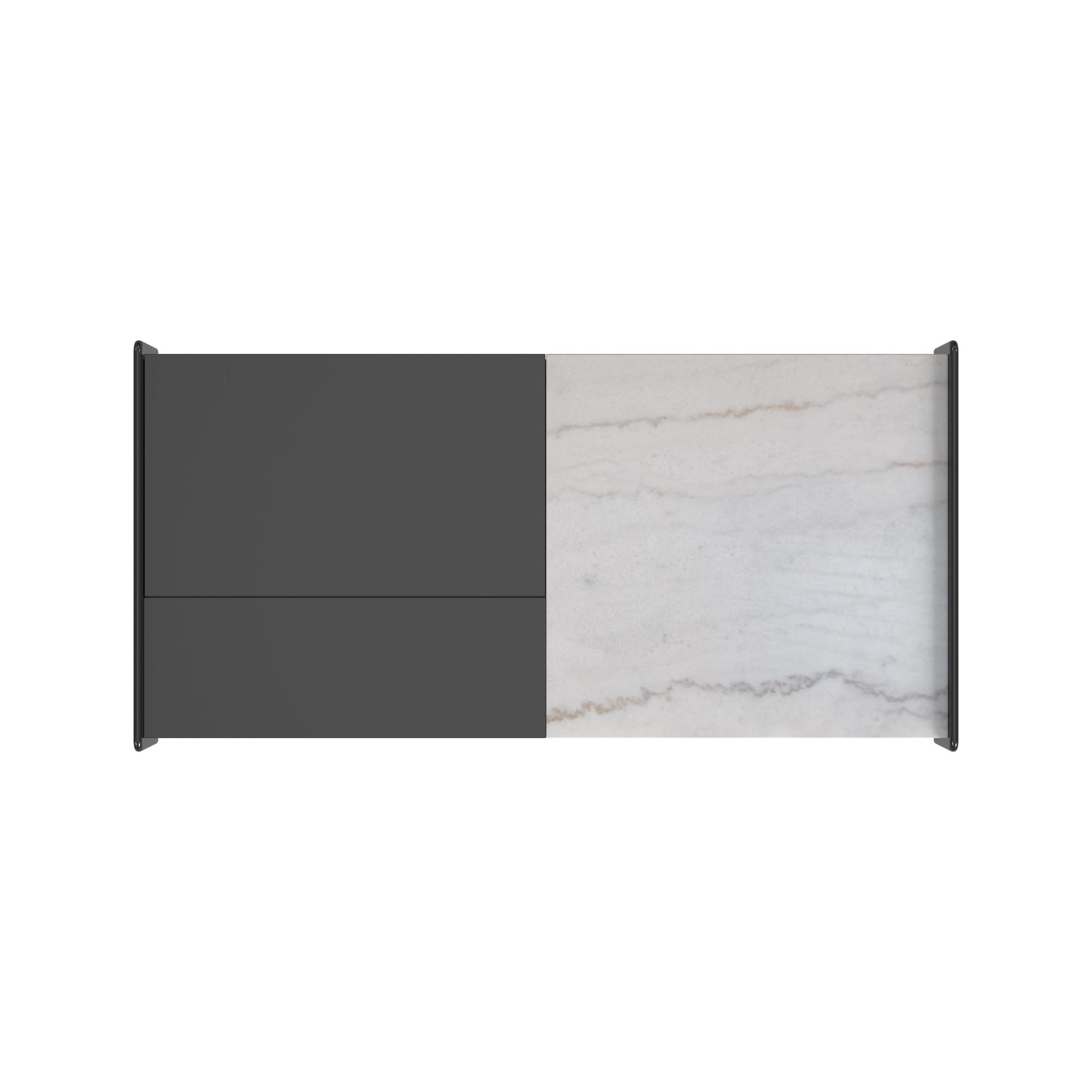 Lanette Coffee Table with White Marble and Lift-Top in Black