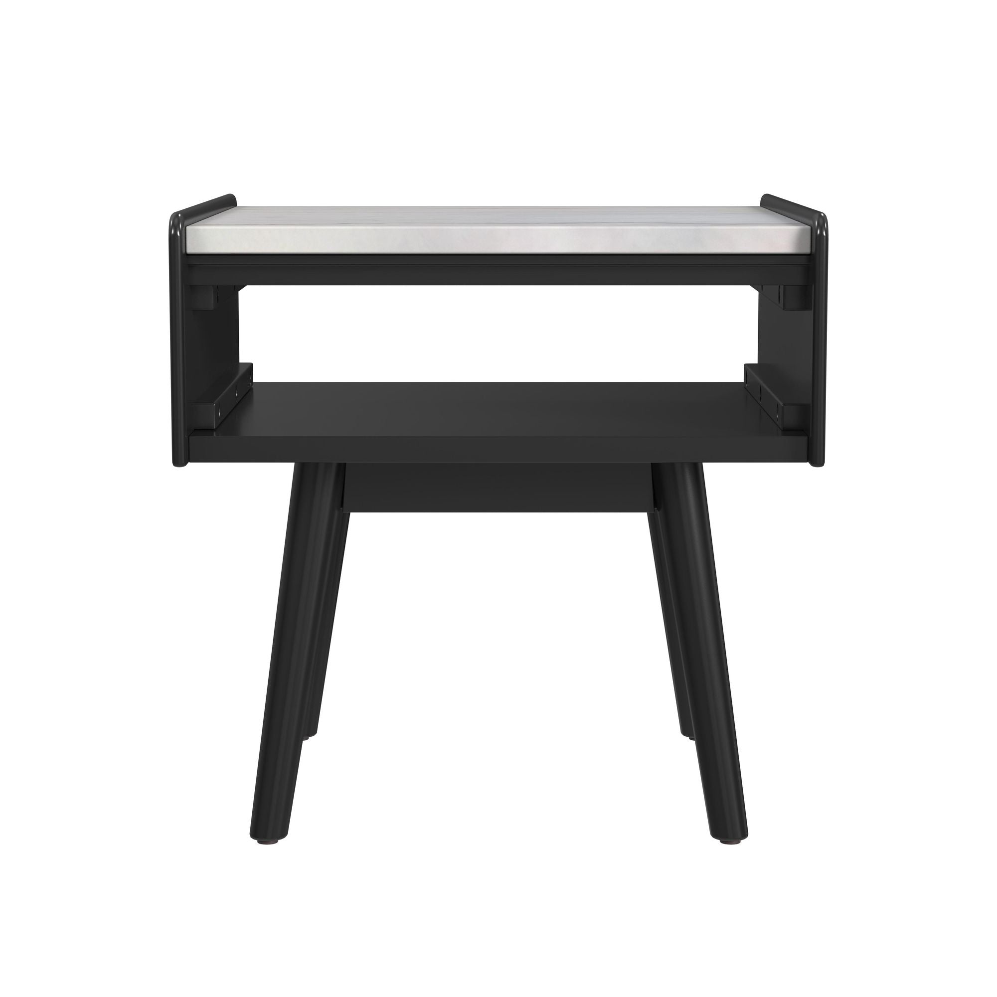 Lanette End Table with White Marble Top in Black