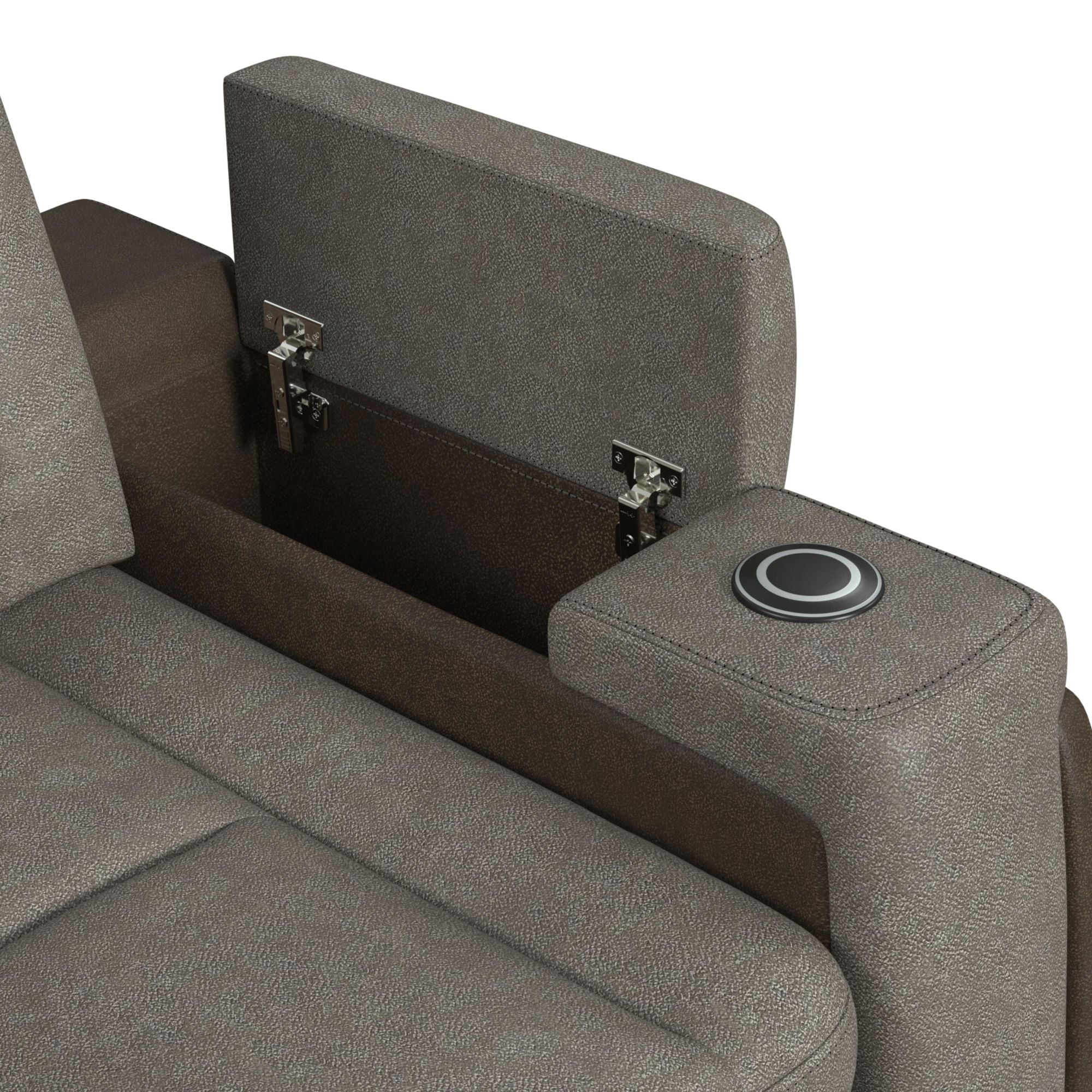 Lantana Power Motion Recliner with Power Headrest, Led ,wireless charger and cup holder in Rocky Grey/Brown