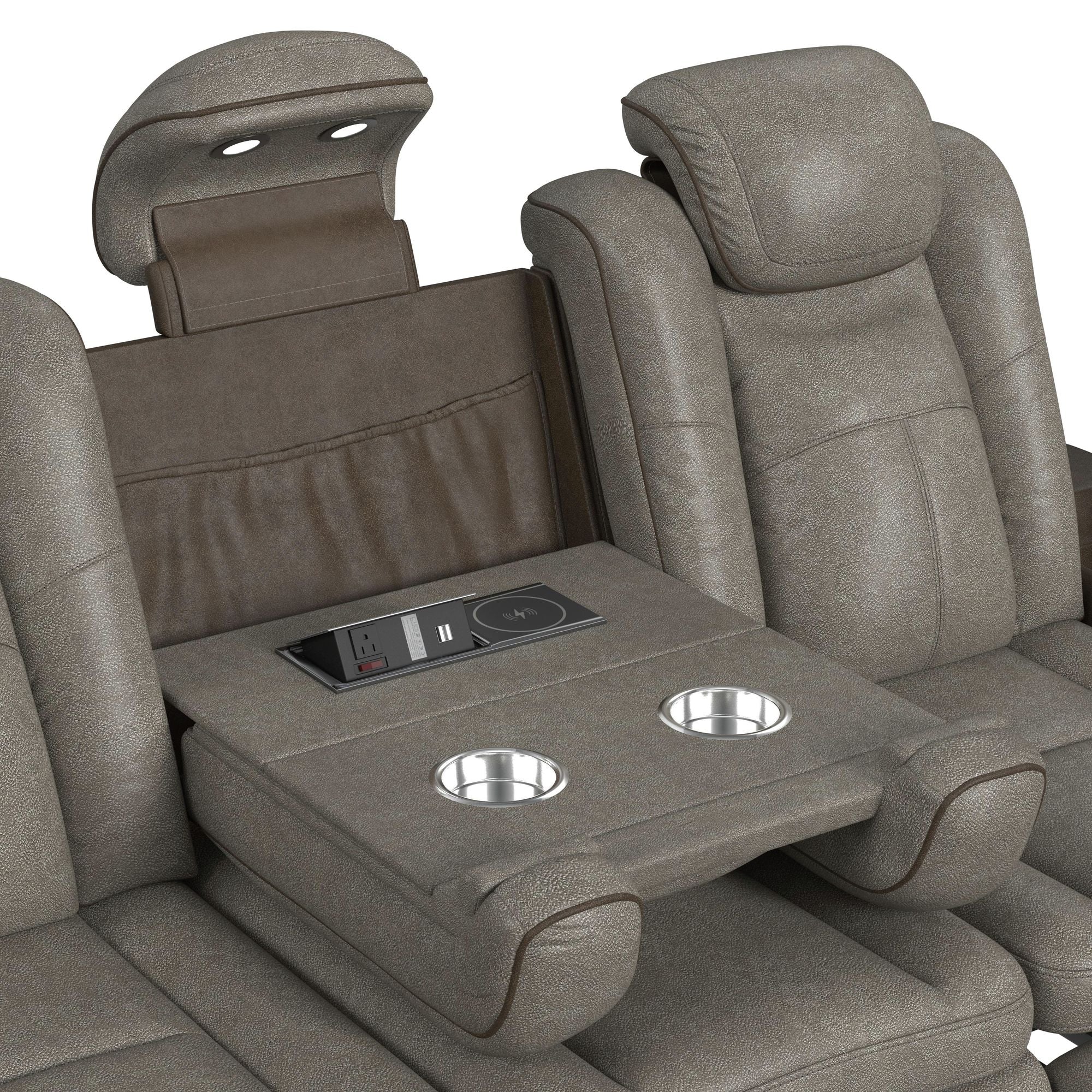 Lantana Power Motion Sofa with Power Headrest, Led, DDT, reading light and PWS in Rocky Grey/Brown