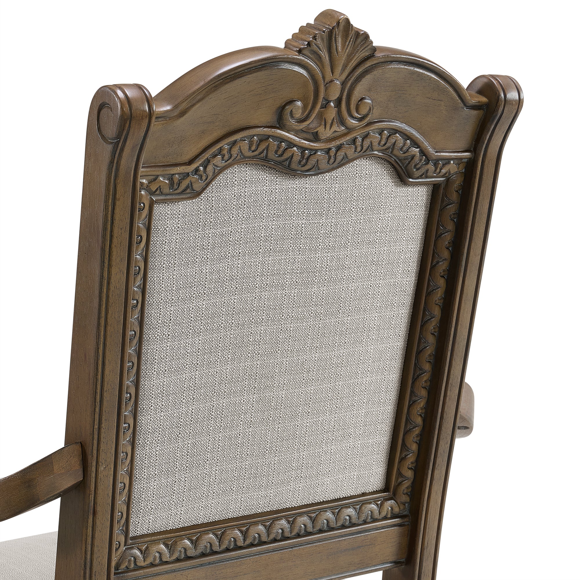 Madison Park Dining Arm Chair with Beige Fabric in Walnut (2 Per Carton)